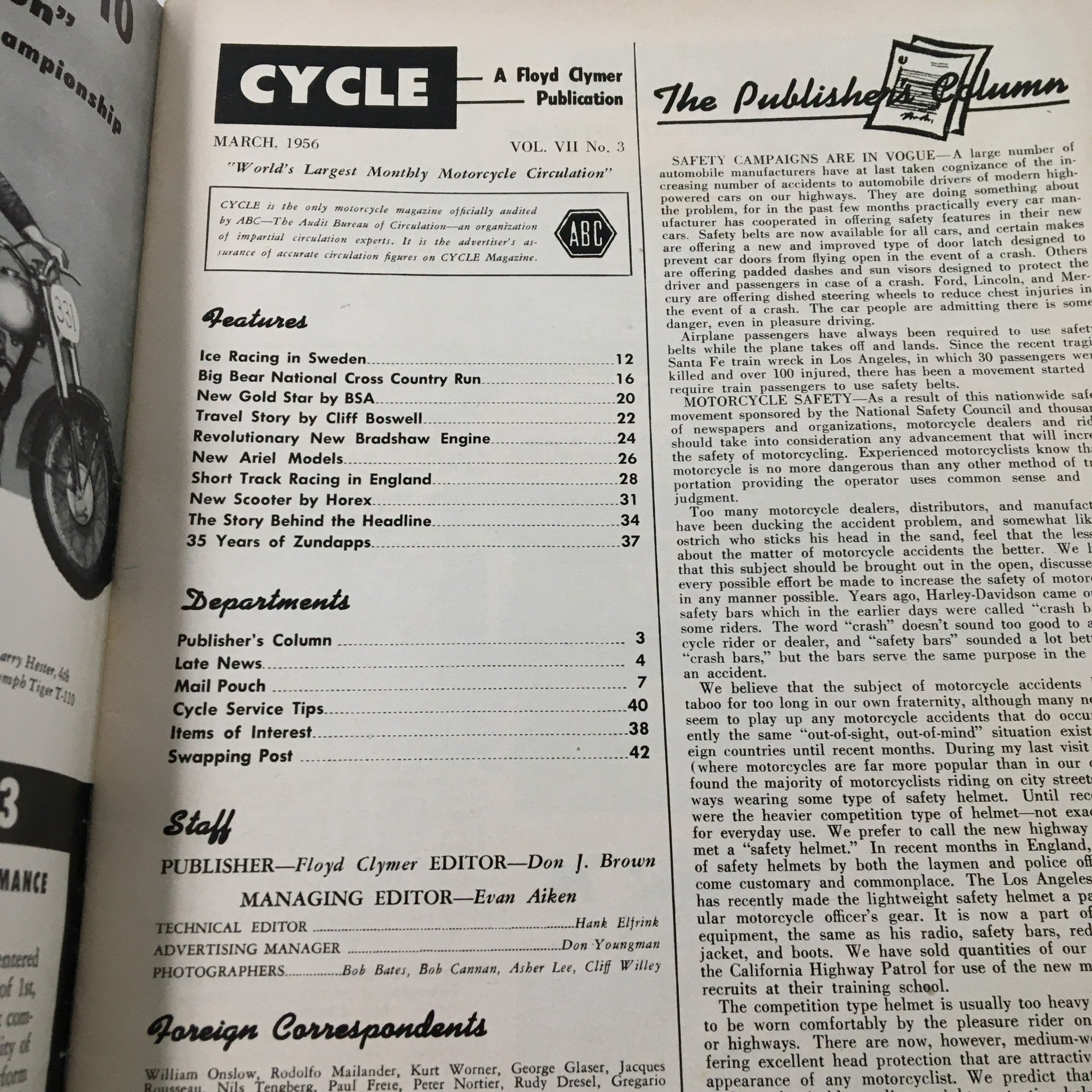 VTG Cycle Magazine March 1956 Revolutionary New Bradshaw Engine No Label