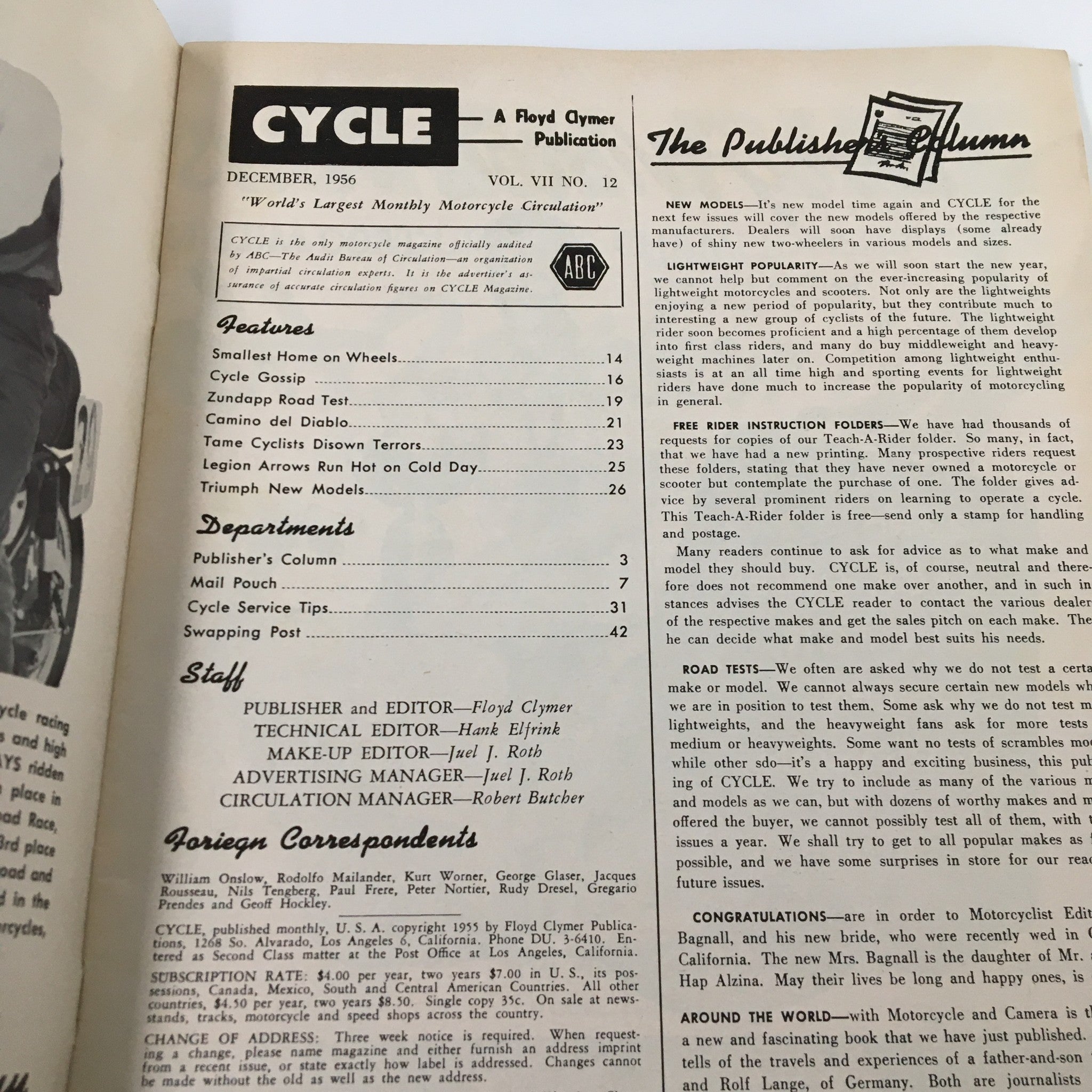 VTG Cycle Magazine December 1956 Tame Cyclists Disown Terrors No Label