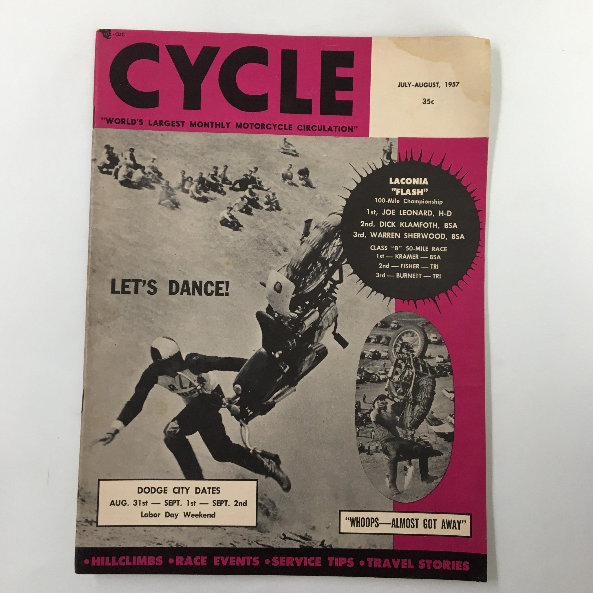 VTG Cycle Magazine July 1957 Third Cyclist Spectacle Approaching No Label