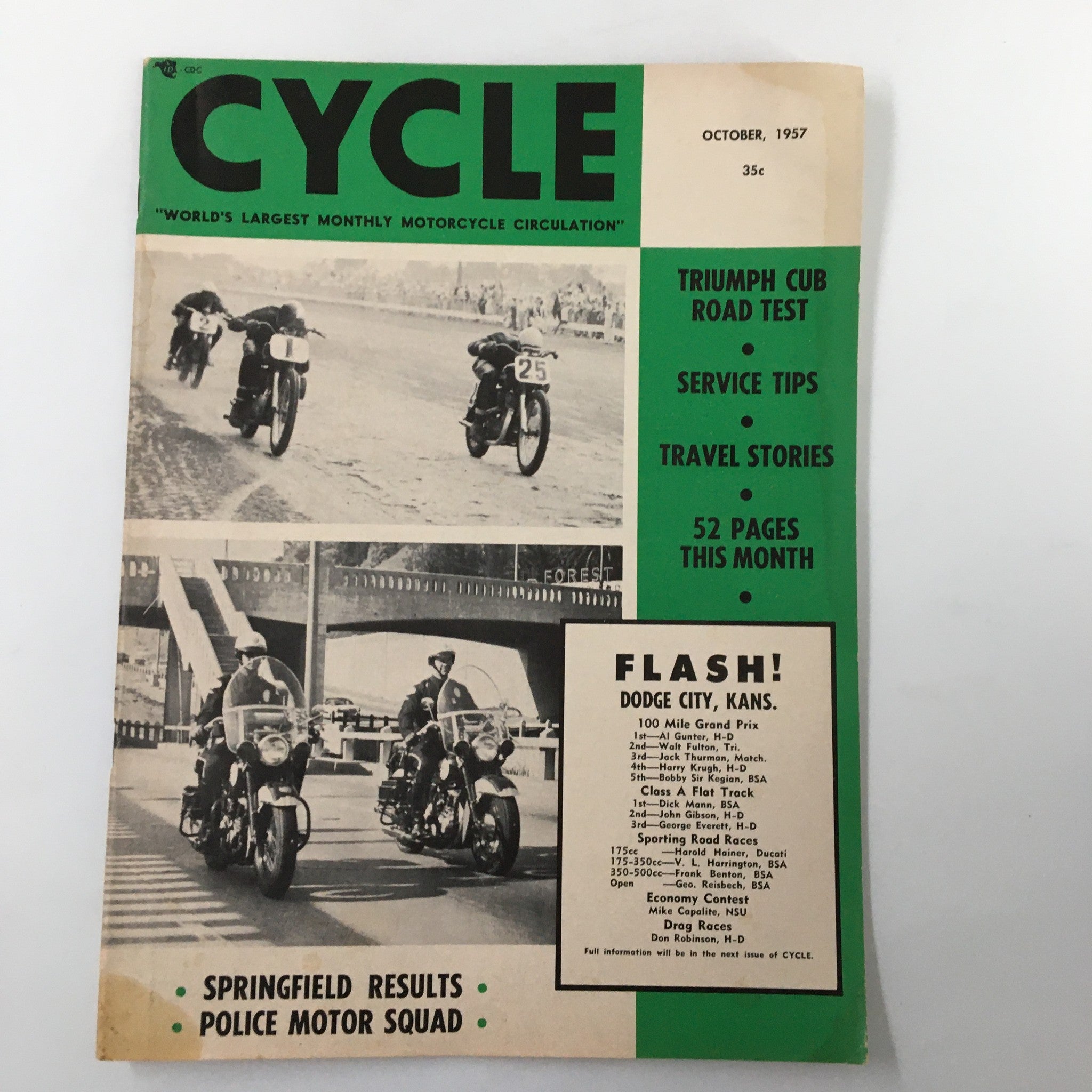 VTG Cycle Magazine October 1957 My Motorcylce Trip in Europe No Label