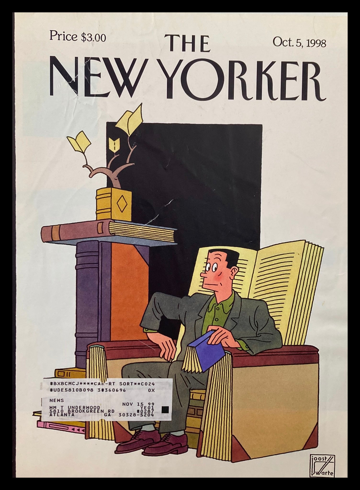 COVER ONLY The New Yorker October 5 1998 Fall Books by Joost Swarte