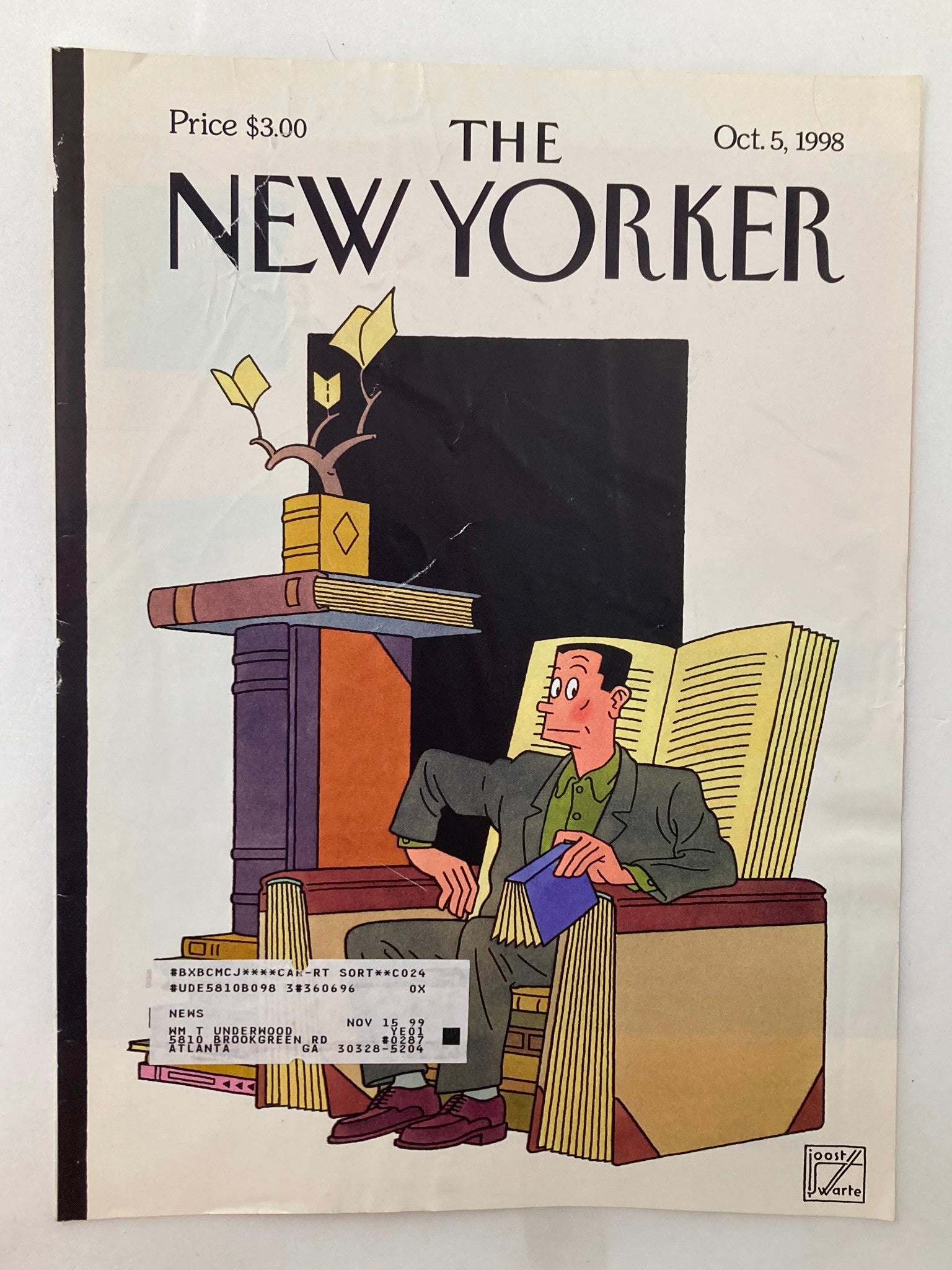 COVER ONLY The New Yorker October 5 1998 Fall Books by Joost Swarte