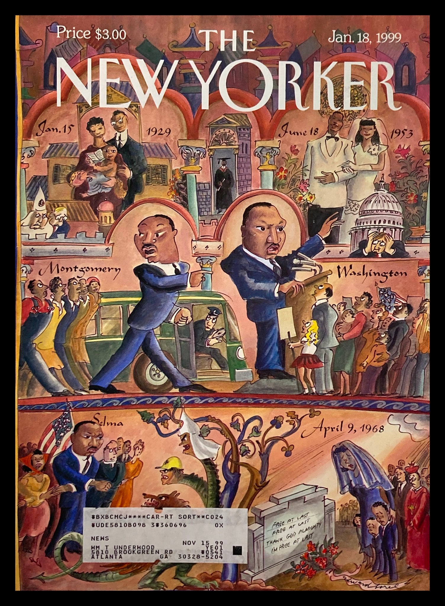 COVER ONLY The New Yorker January 18 1999 Marthin Luther King Jr. by E. Sorel