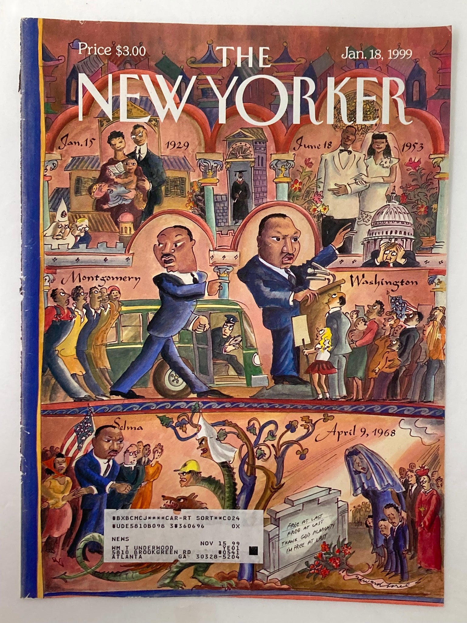 COVER ONLY The New Yorker January 18 1999 Marthin Luther King Jr. by E. Sorel