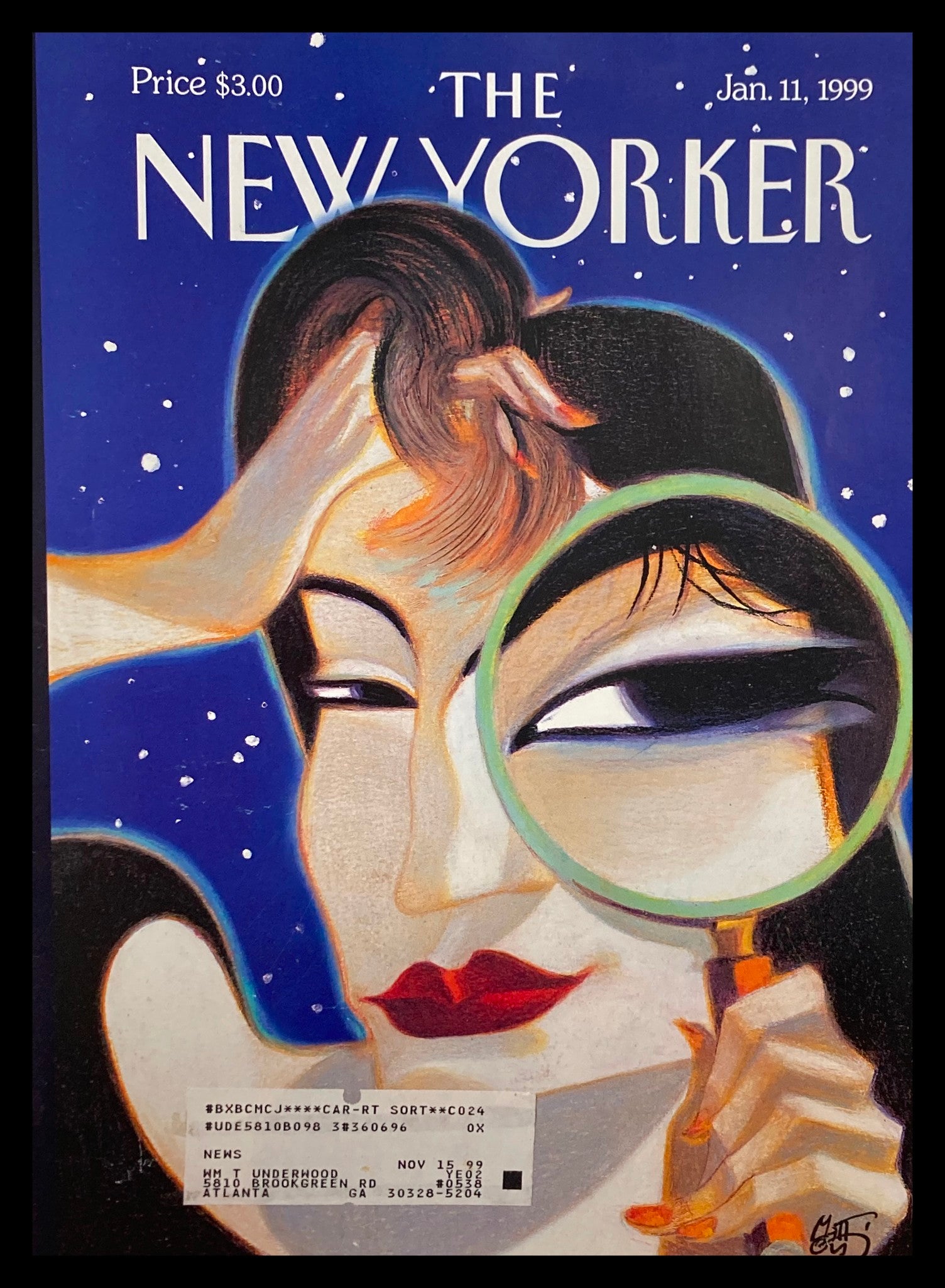 COVER ONLY The New Yorker January 11 1999 Spyglass by Lorenzo Mattotti