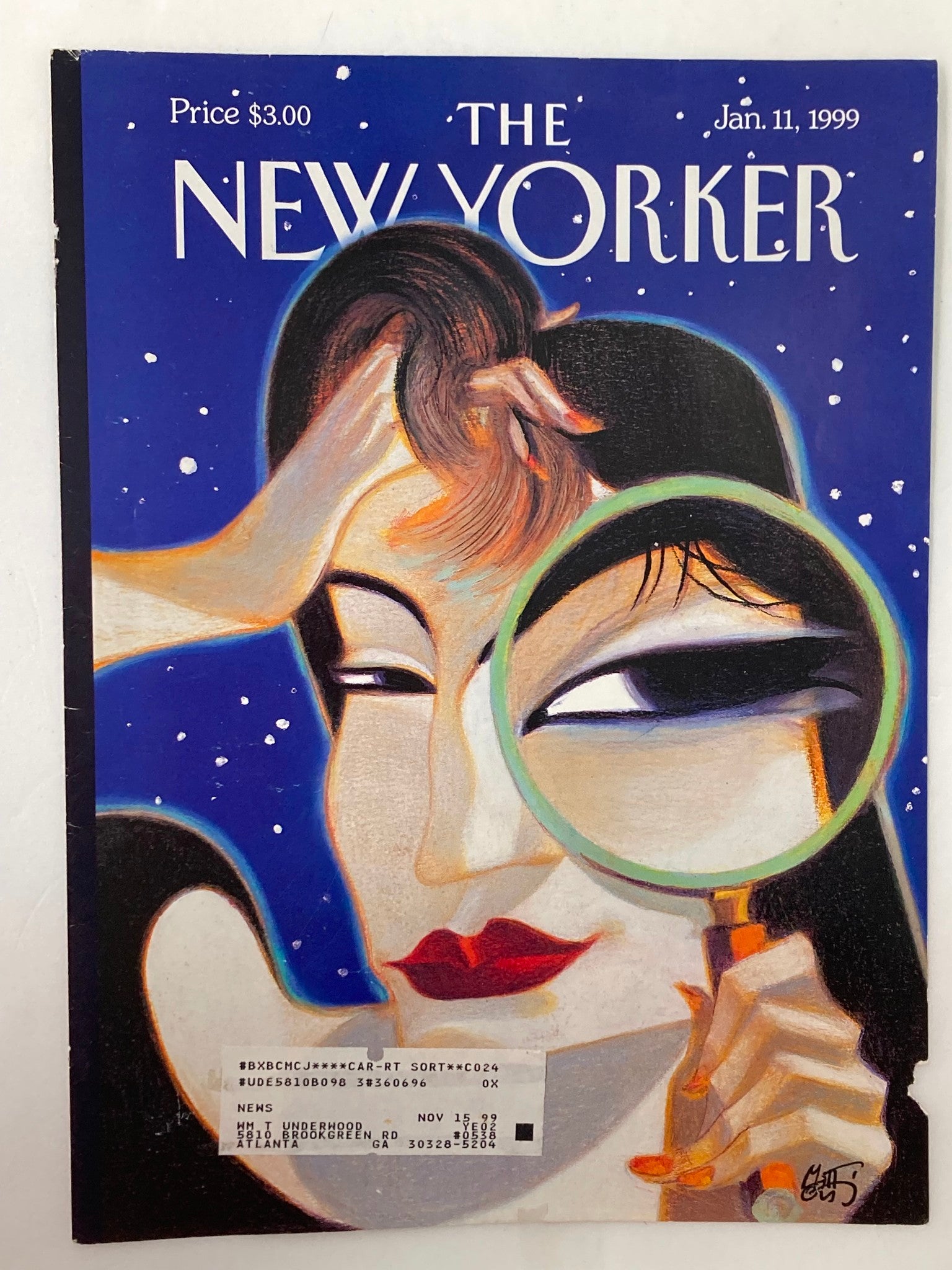 COVER ONLY The New Yorker January 11 1999 Spyglass by Lorenzo Mattotti