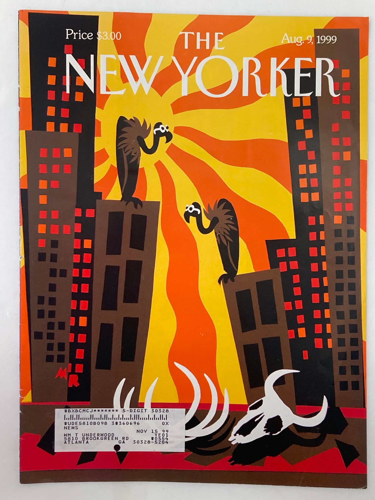 COVER ONLY The New Yorker August 9 1999 Heat Wave by Michael Roberts