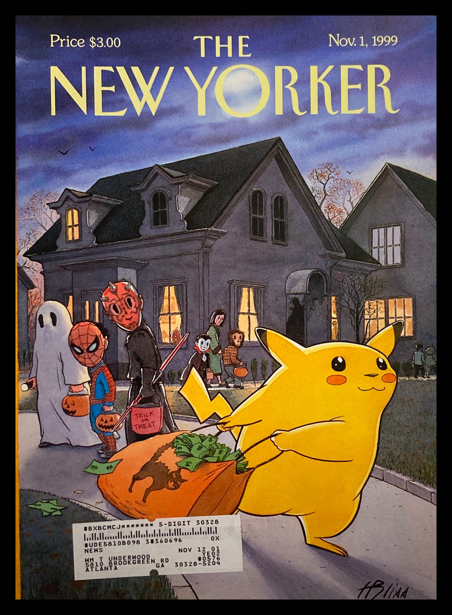 COVER ONLY The New Yorker November 1 1999 Treats of the Trade by Harry Bliss