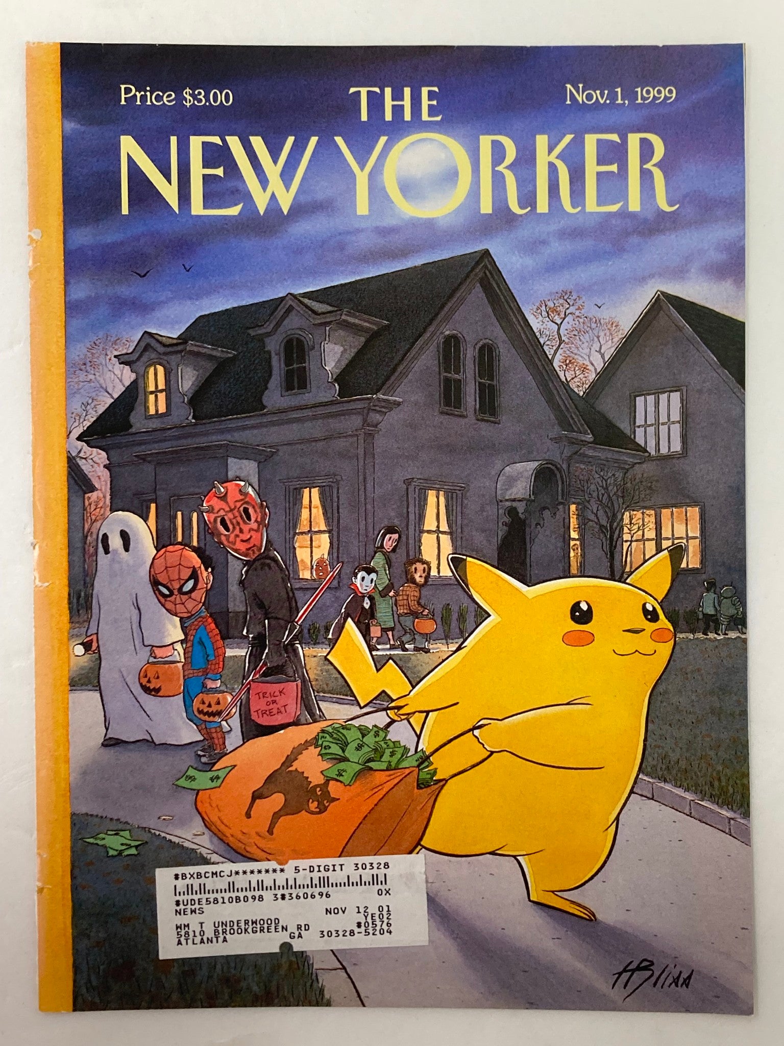 COVER ONLY The New Yorker November 1 1999 Treats of the Trade by Harry Bliss