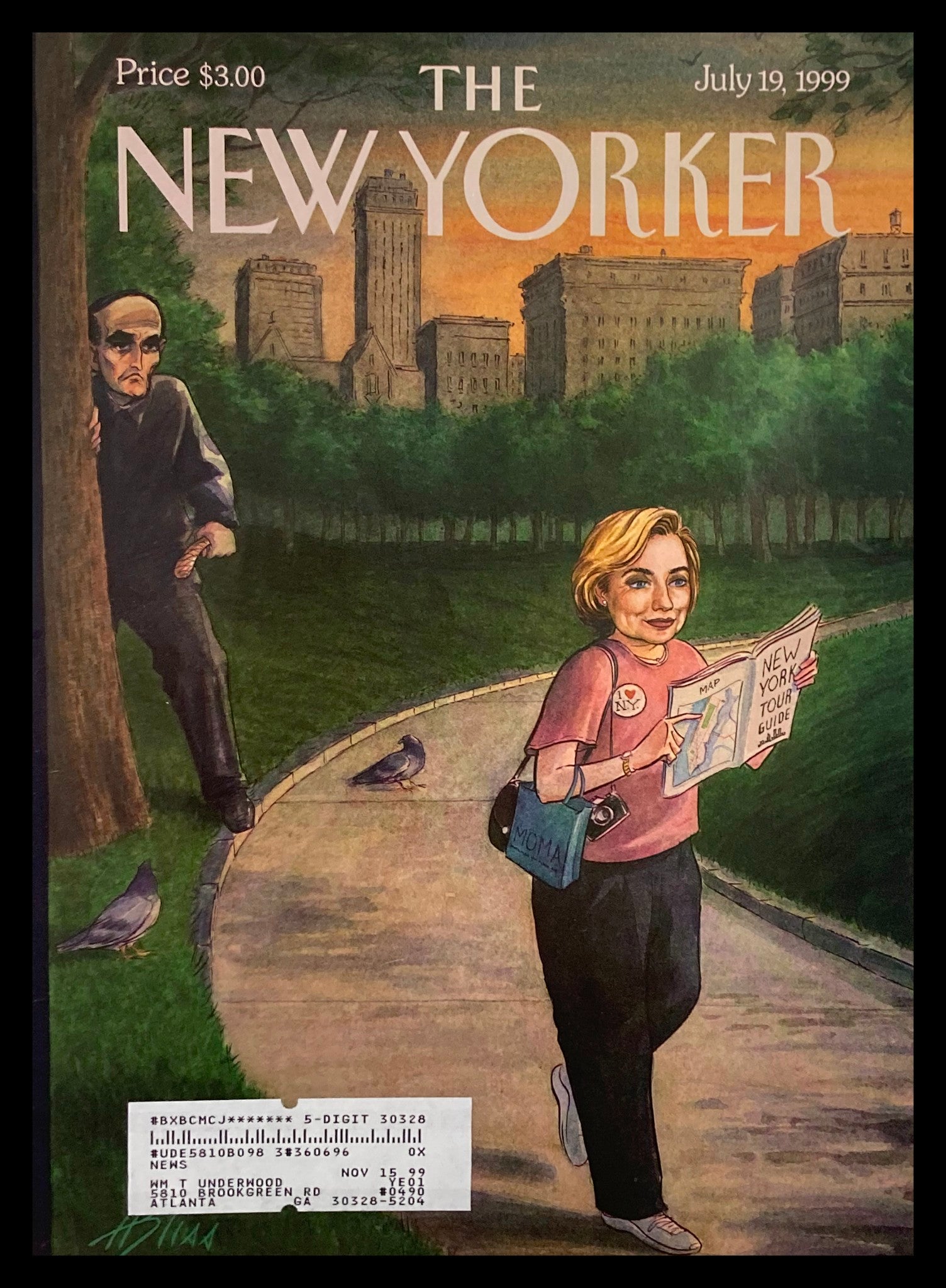 COVER ONLY The New Yorker July 19 1999 The Tough Guy & The Tourist by H. Bliss