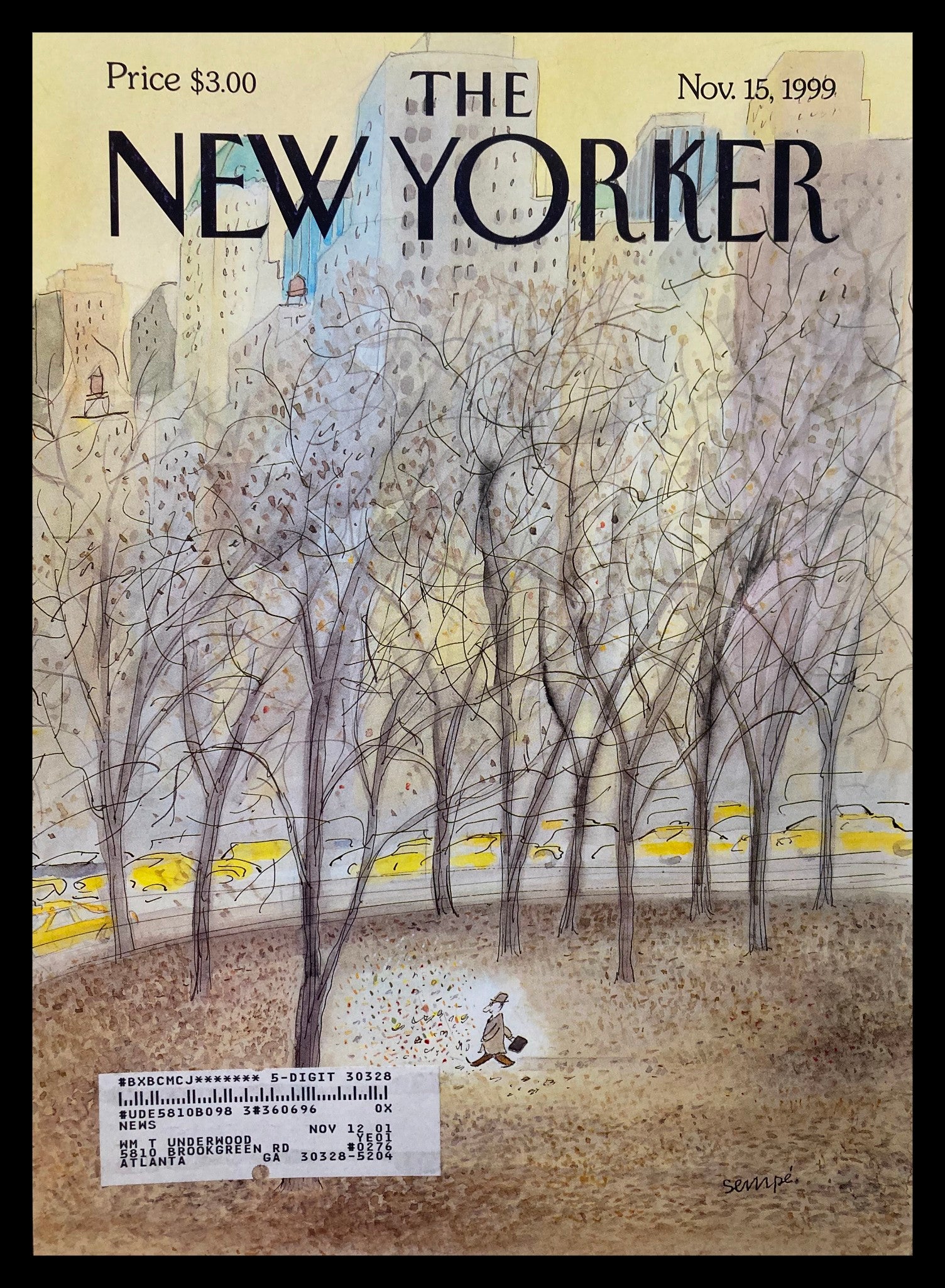 COVER ONLY The New Yorker November 15 1999 The Fall by Jean-Jacques Sempe