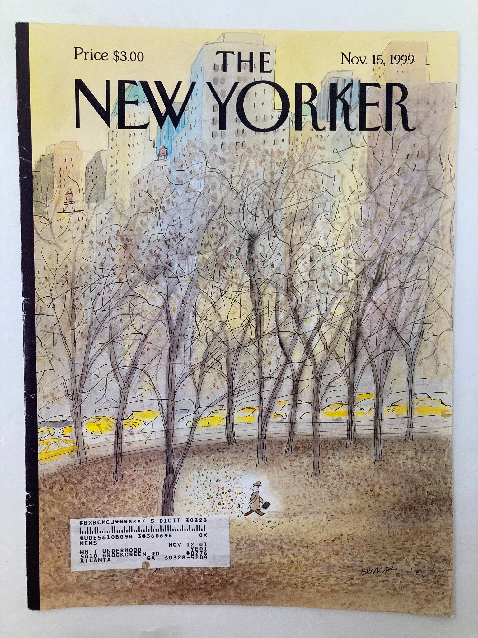 COVER ONLY The New Yorker November 15 1999 The Fall by Jean-Jacques Sempe