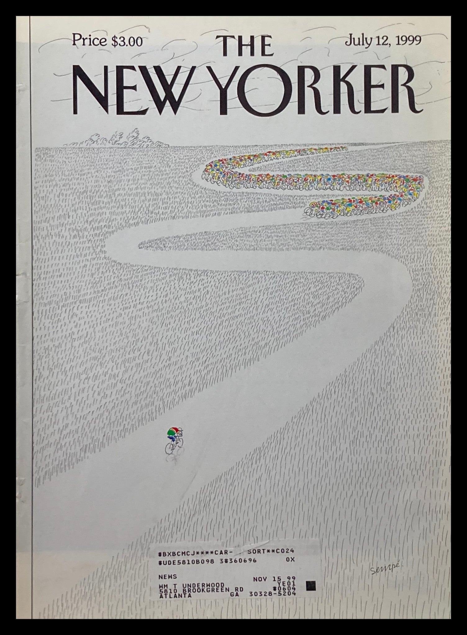 COVER ONLY The New Yorker July 12 1999 Tour de France by Jean-Jacques Sempé