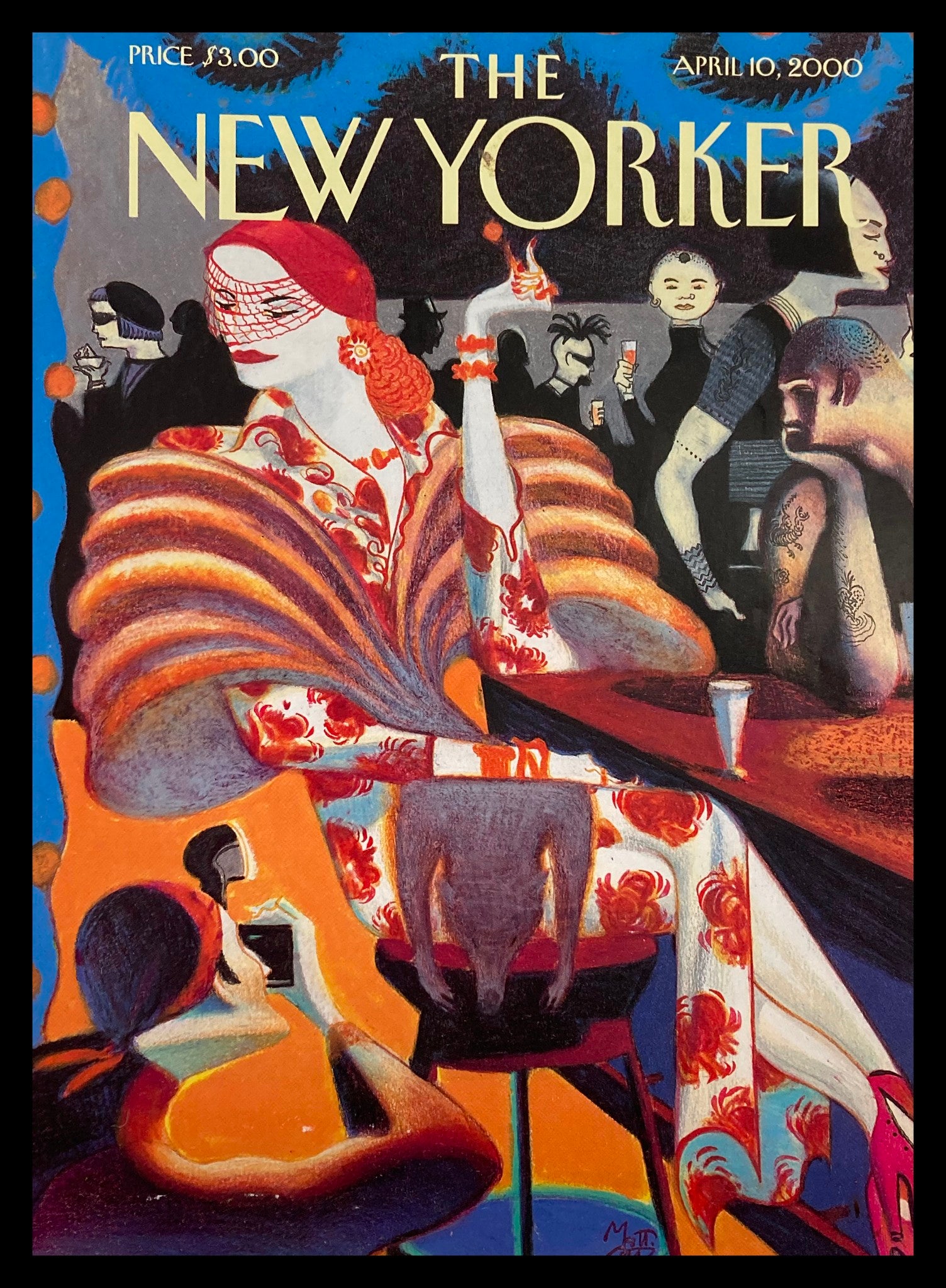 COVER ONLY The New Yorker April 10 2000 Night Life by Lorenzo Mattotti