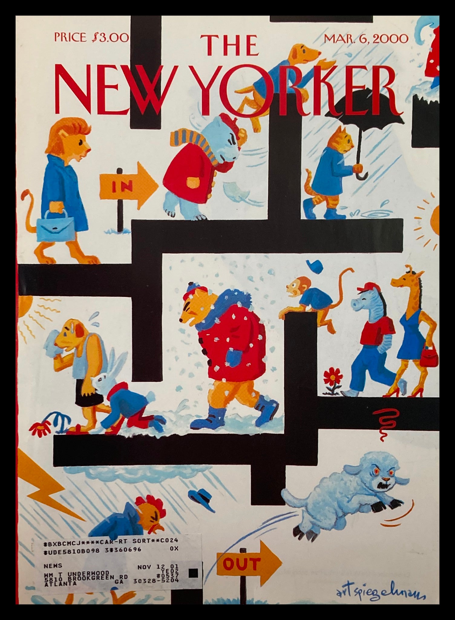 COVER ONLY The New Yorker March 6 2000 Out Like A Lamb by Art Spiegelman