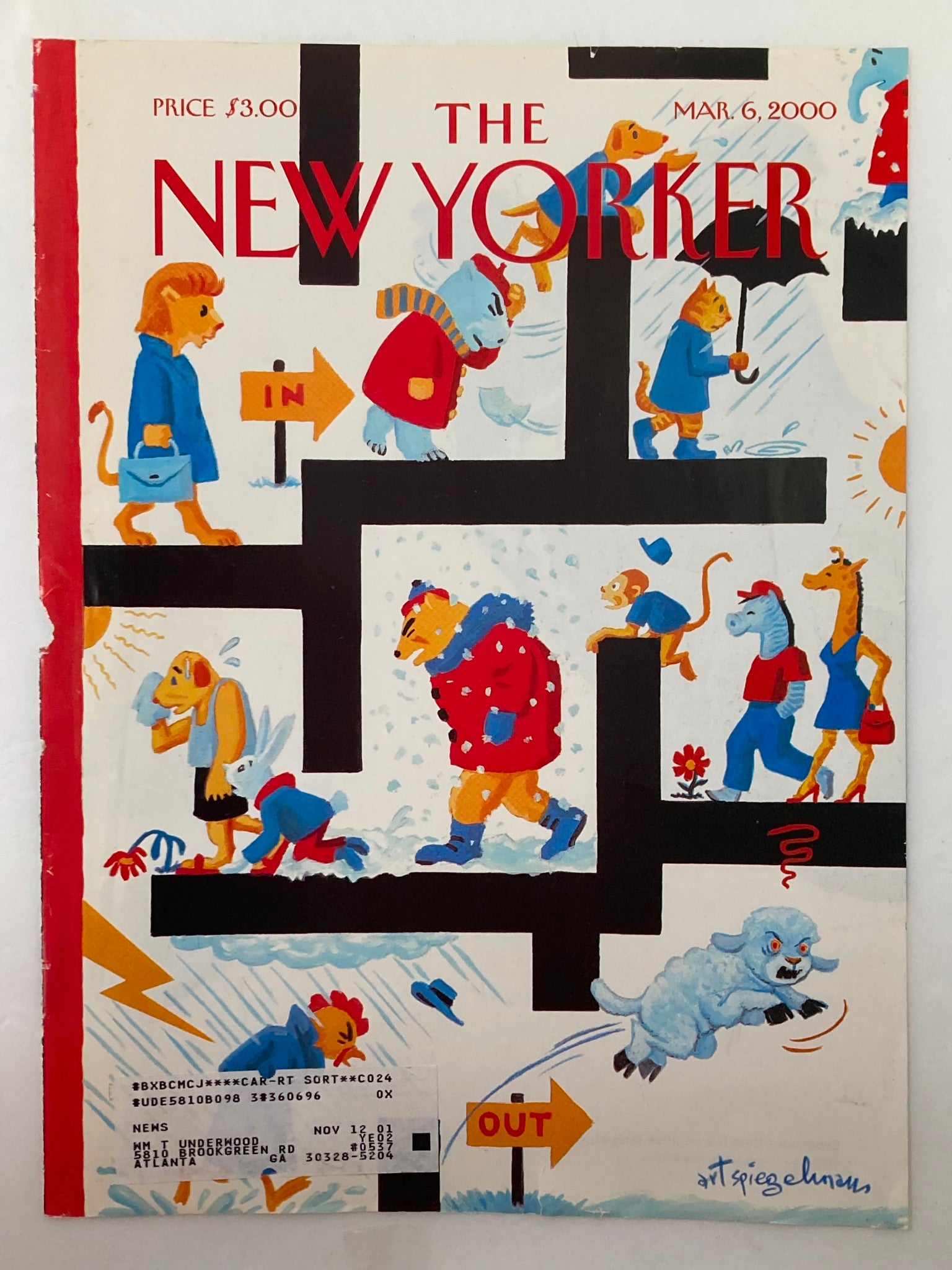 COVER ONLY The New Yorker March 6 2000 Out Like A Lamb by Art Spiegelman