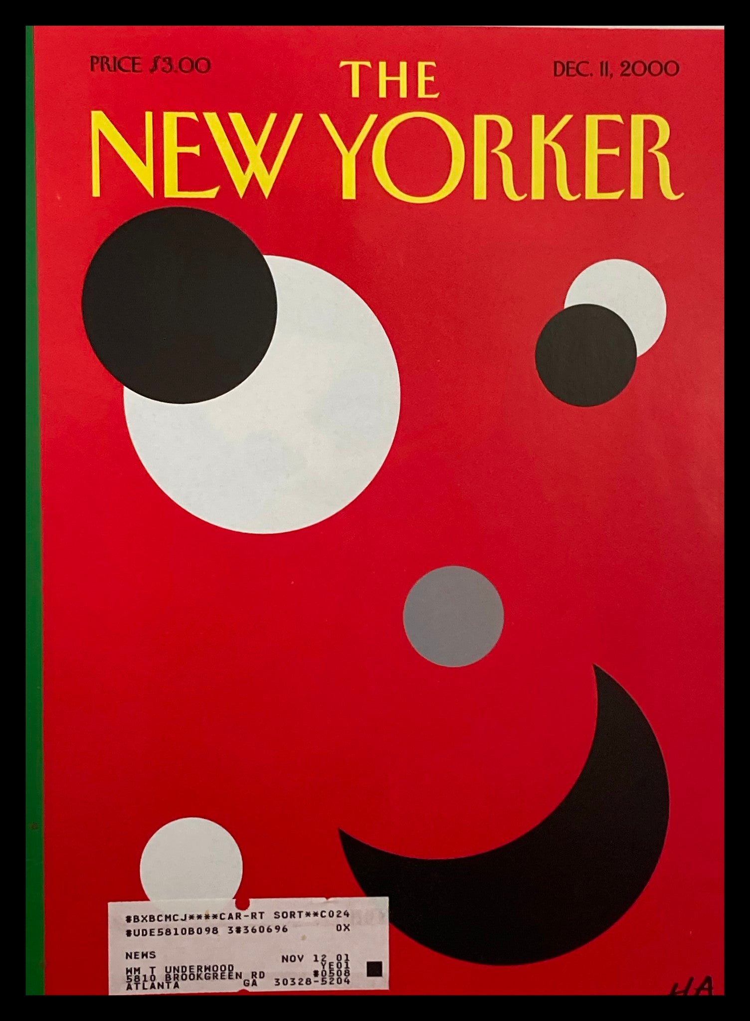 COVER ONLY The New Yorker December 11 2000 The Eclipse by Bob "HA" Zoell