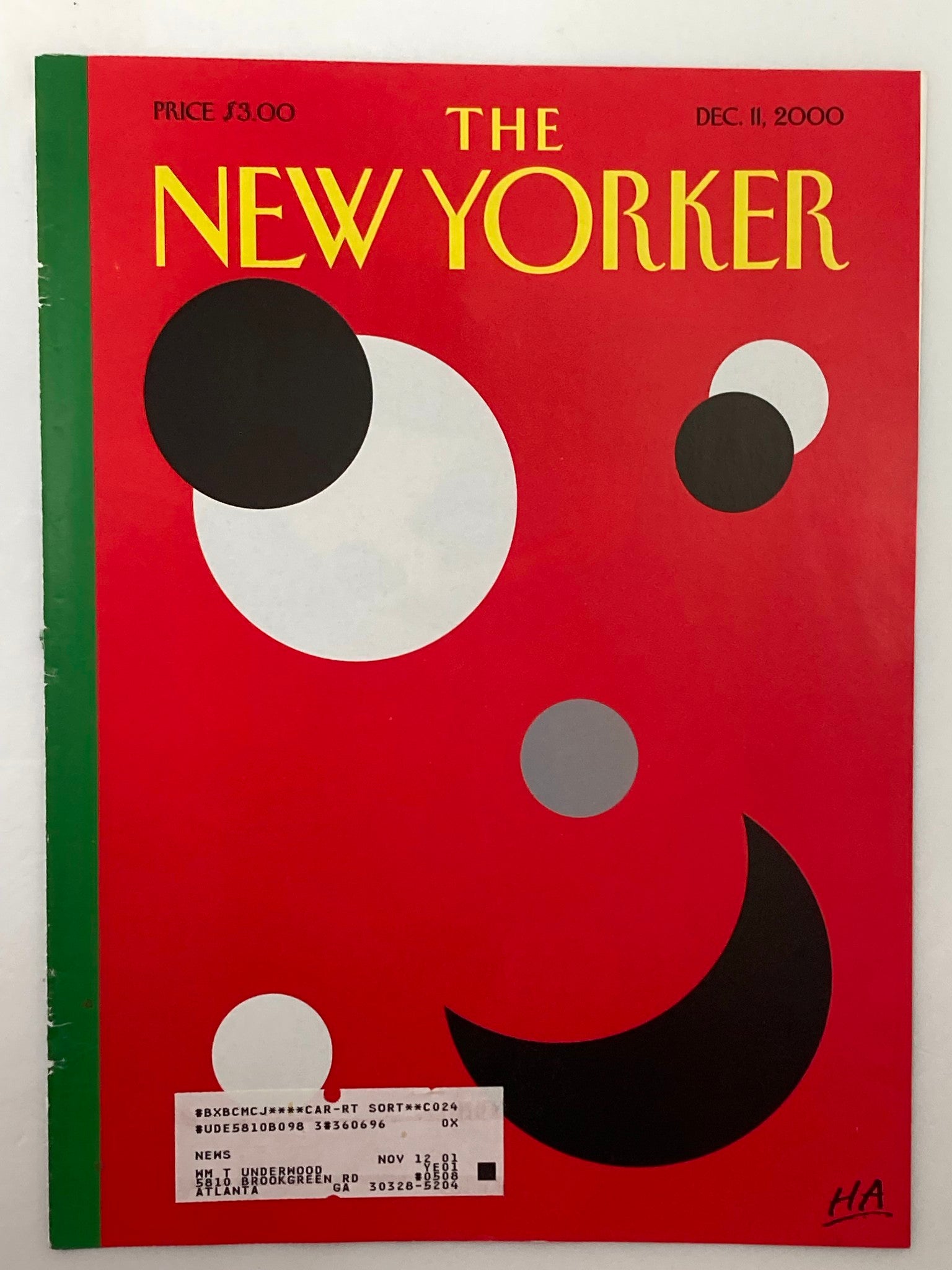 COVER ONLY The New Yorker December 11 2000 The Eclipse by Bob "HA" Zoell