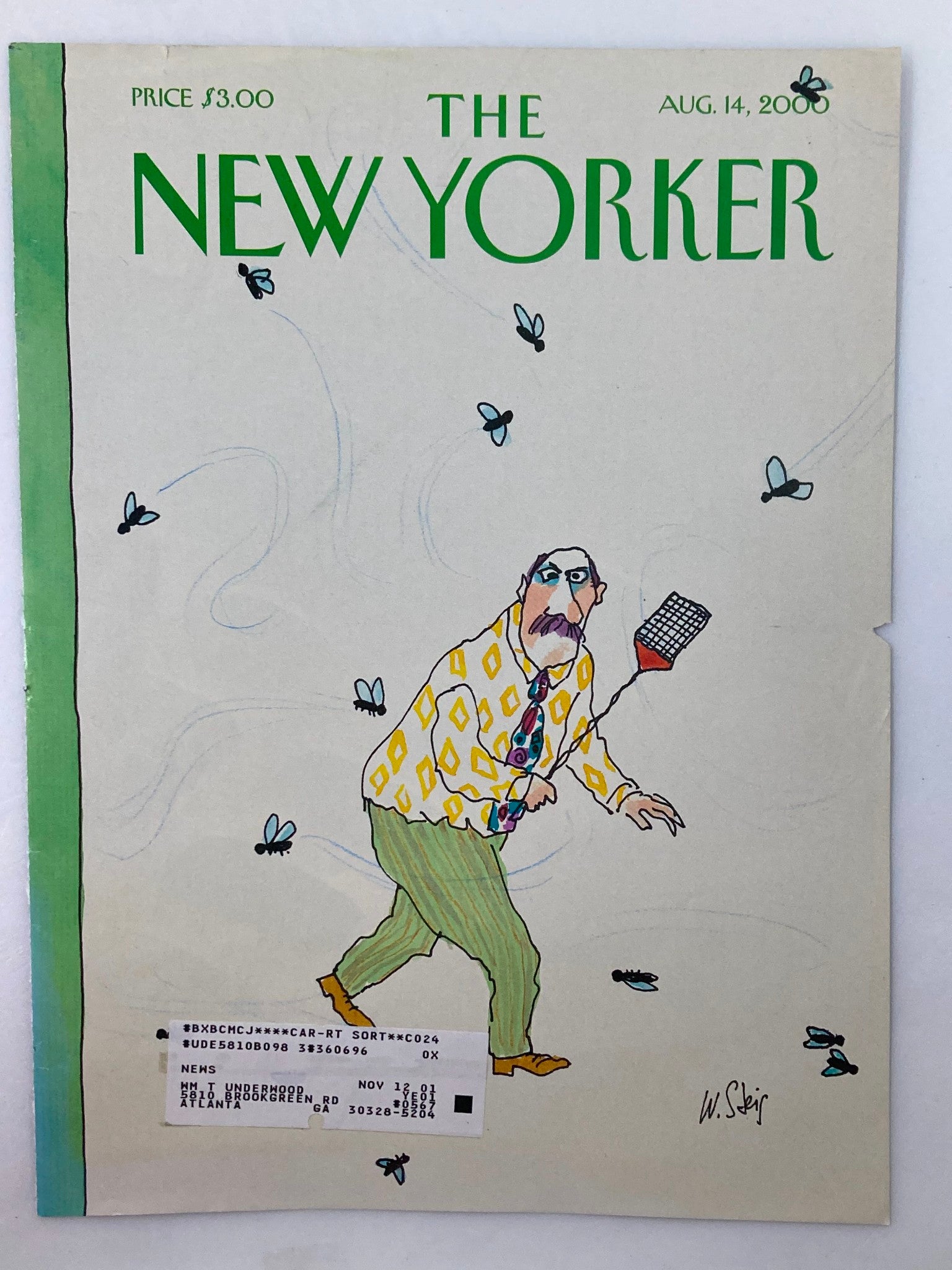 COVER ONLY The New Yorker August 14 2000 The Fly Swatter by William Steig