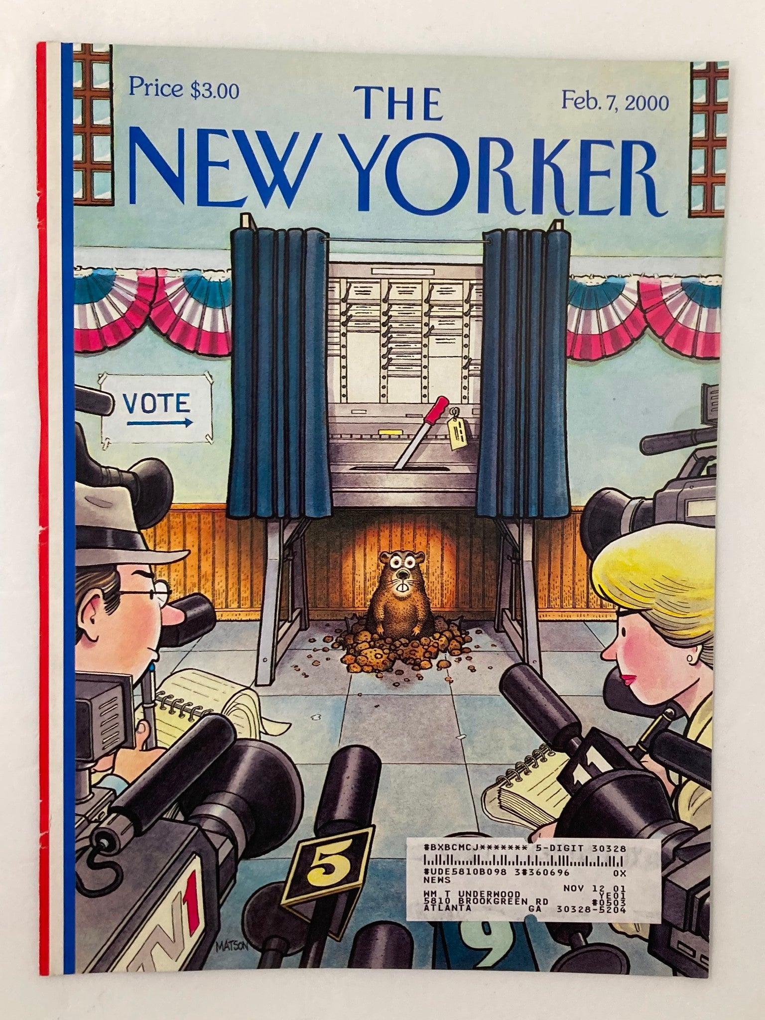 COVER ONLY The New Yorker February 7 2000 Six More Weeks of Primaries by Matson