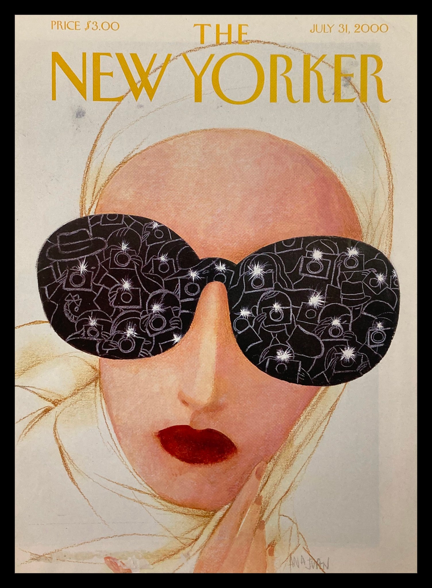 COVER ONLY The New Yorker July 31 2000 Papparazzi by Ana Juan