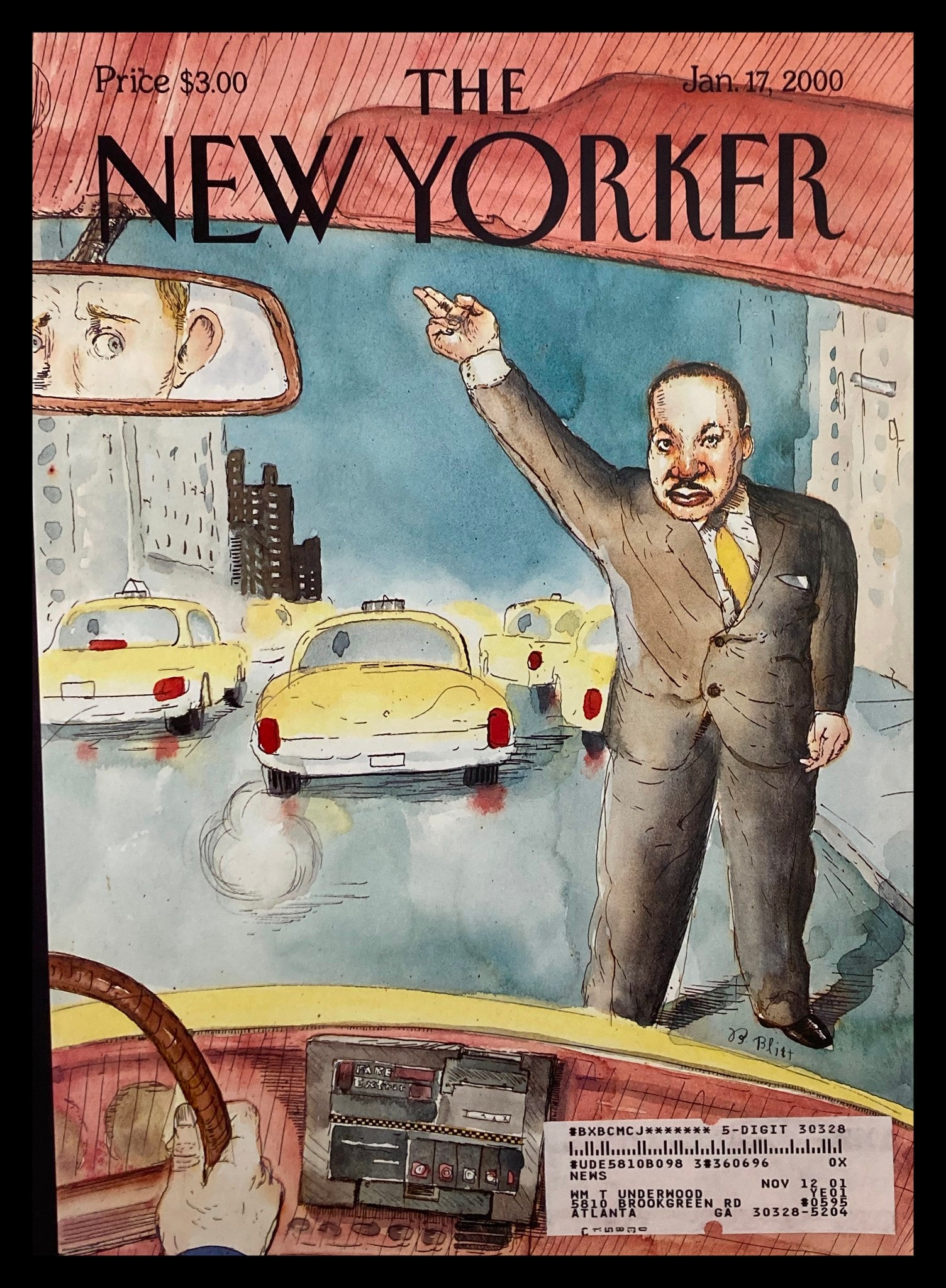 COVER ONLY The New Yorker January 17 2000 Hailing Dr. King by Barry Blitt