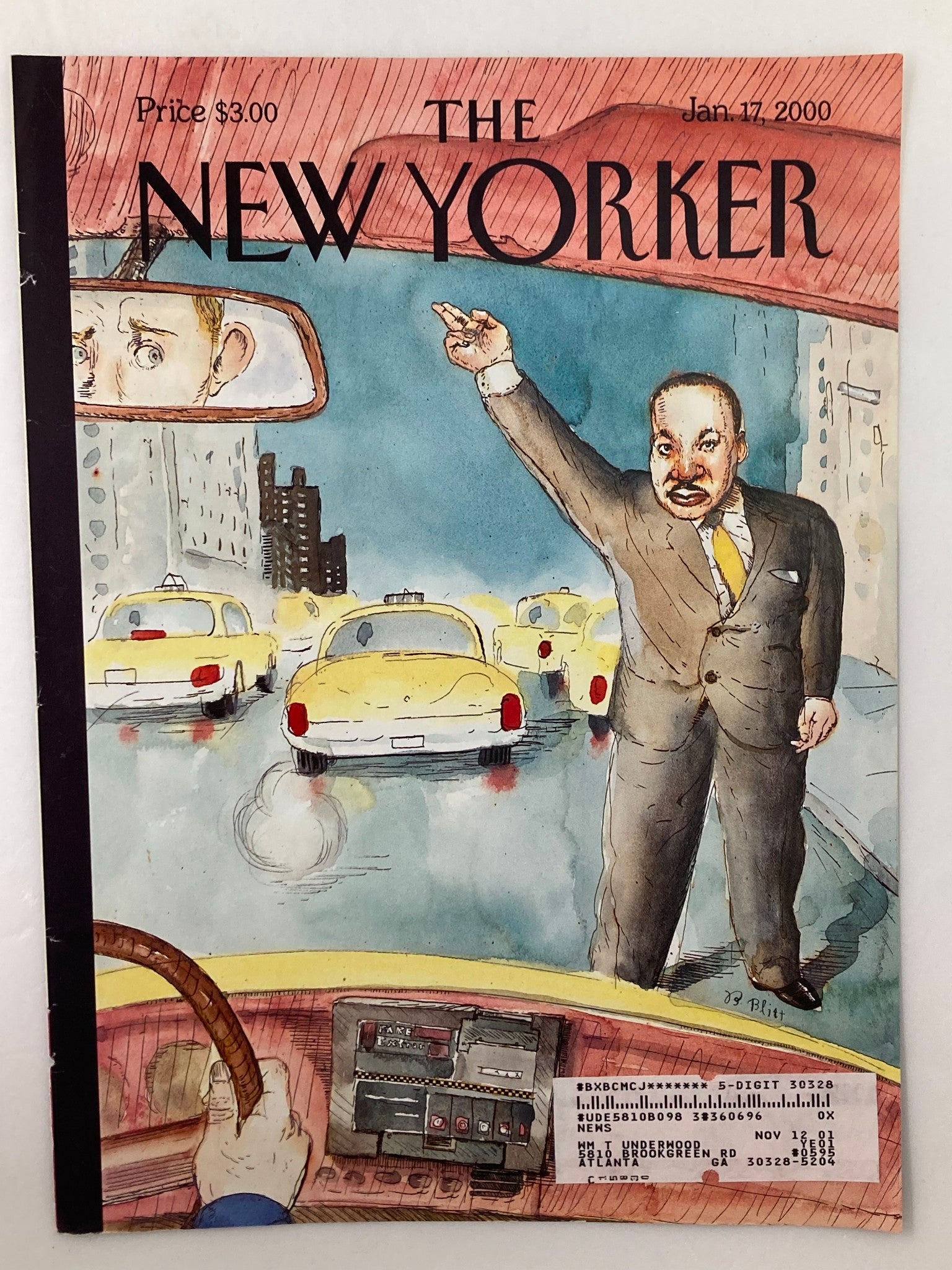 COVER ONLY The New Yorker January 17 2000 Hailing Dr. King by Barry Blitt