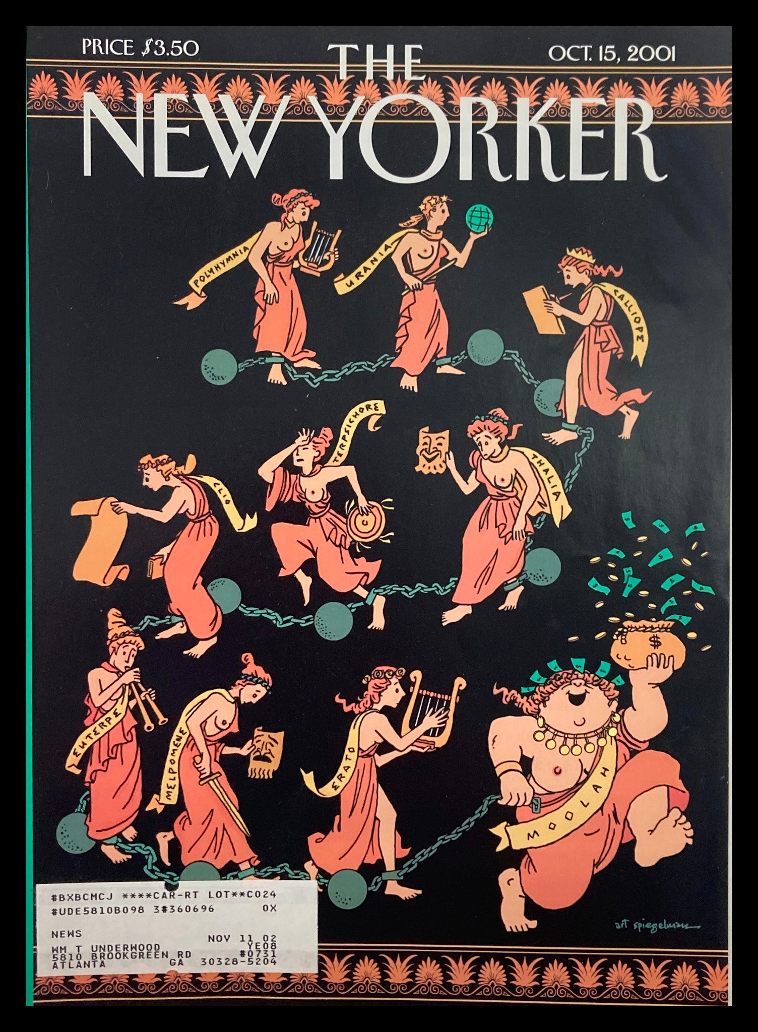 COVER ONLY The New Yorker October 15 2001 Terrorism & Tolerance by A. Spiegelman