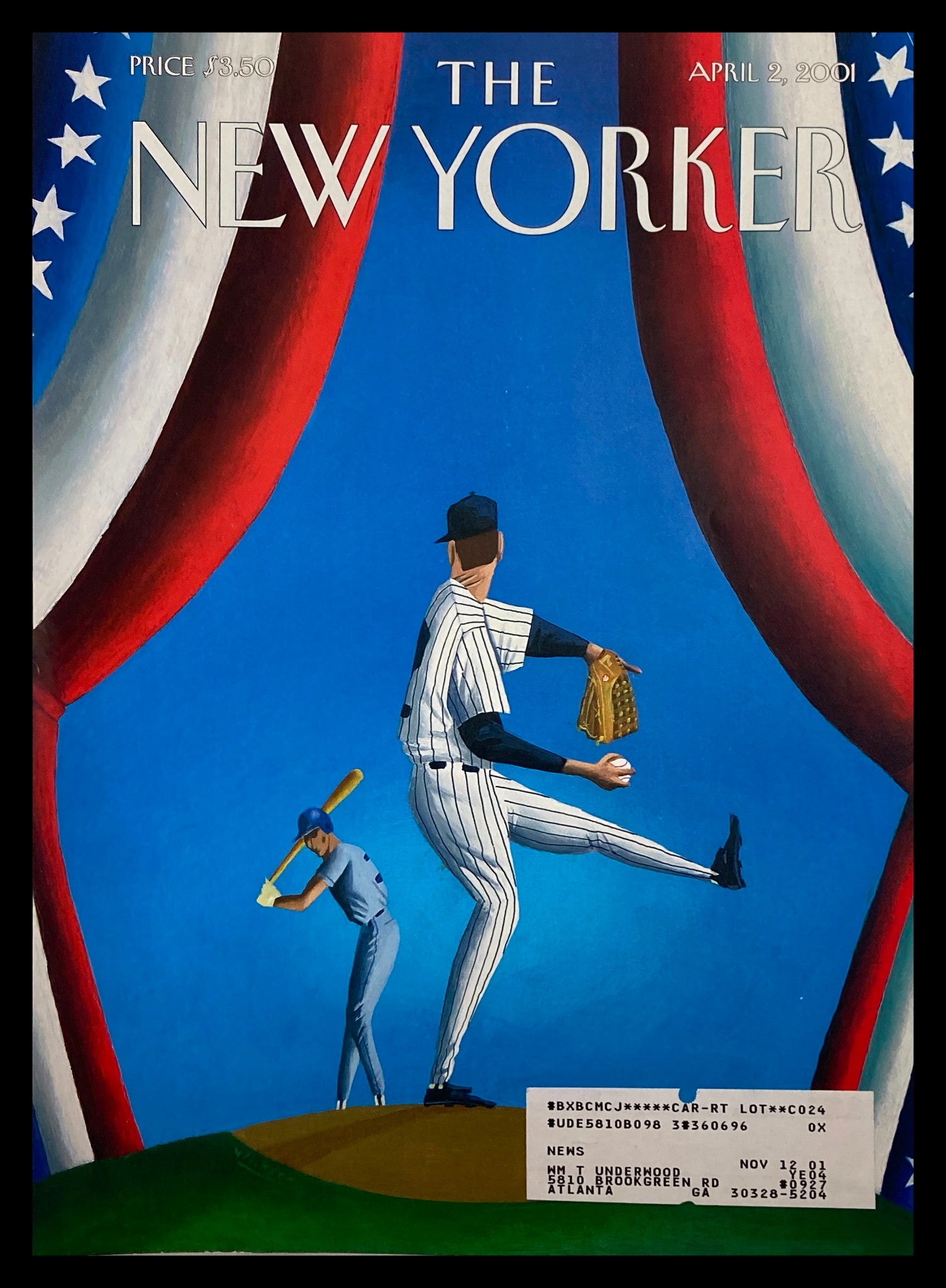 COVER ONLY The New Yorker April 2 2001 Opening Day by Mark Ulriksen