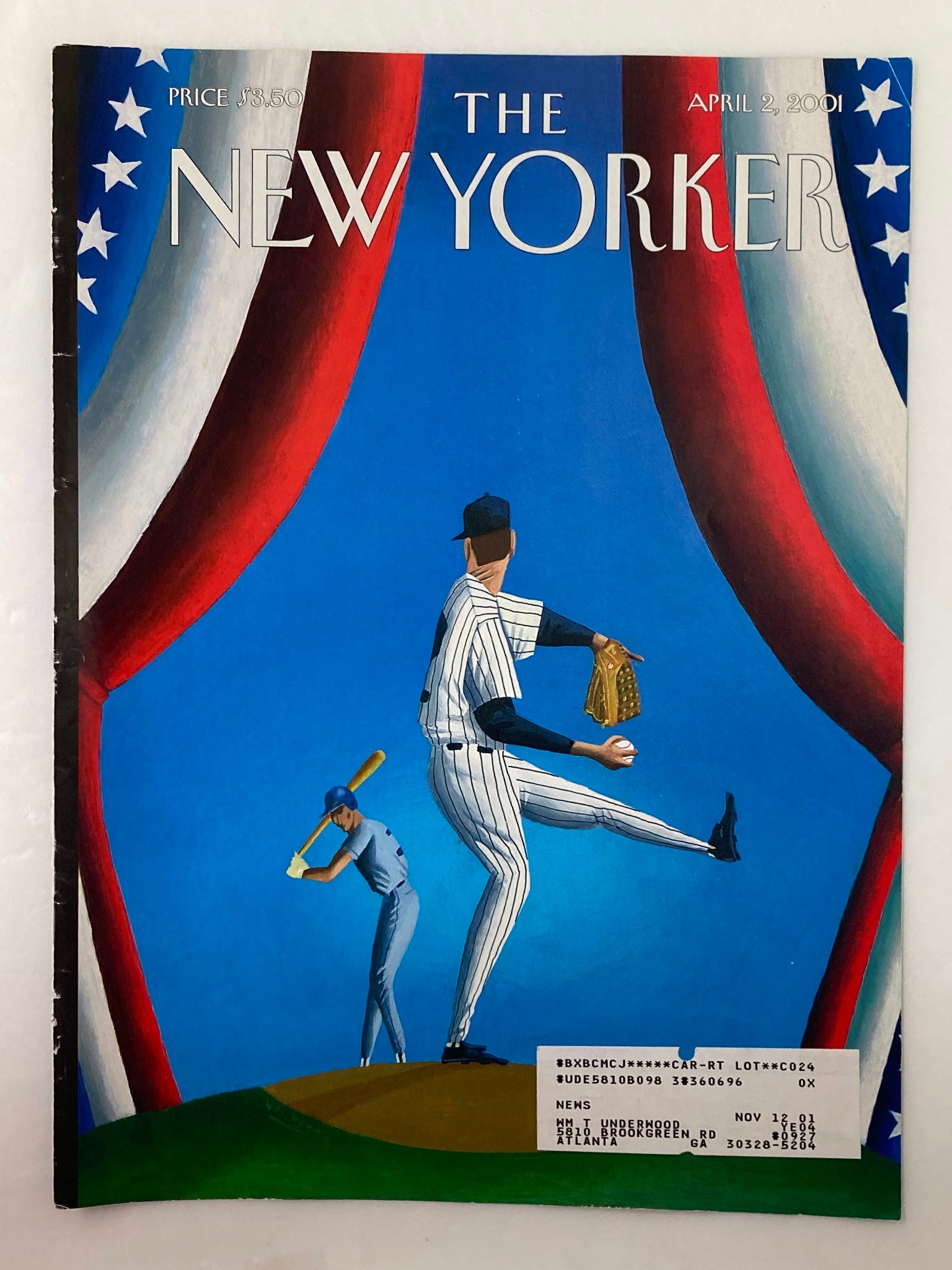 COVER ONLY The New Yorker April 2 2001 Opening Day by Mark Ulriksen