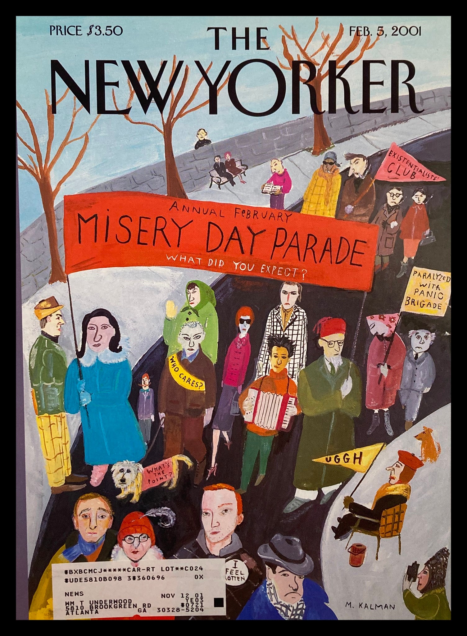 COVER ONLY The New Yorker February 5 2001 Missery Day Parade by Maira Kalman