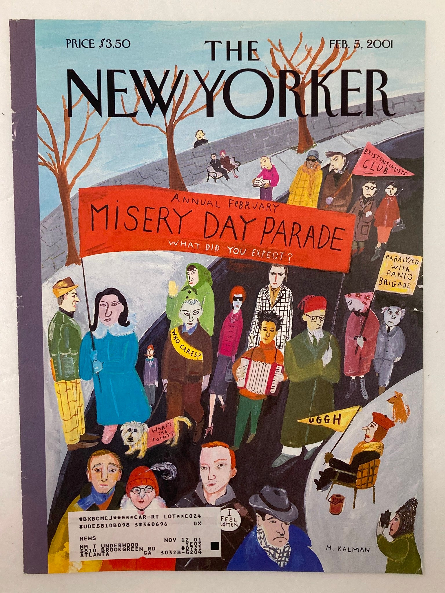 COVER ONLY The New Yorker February 5 2001 Missery Day Parade by Maira Kalman