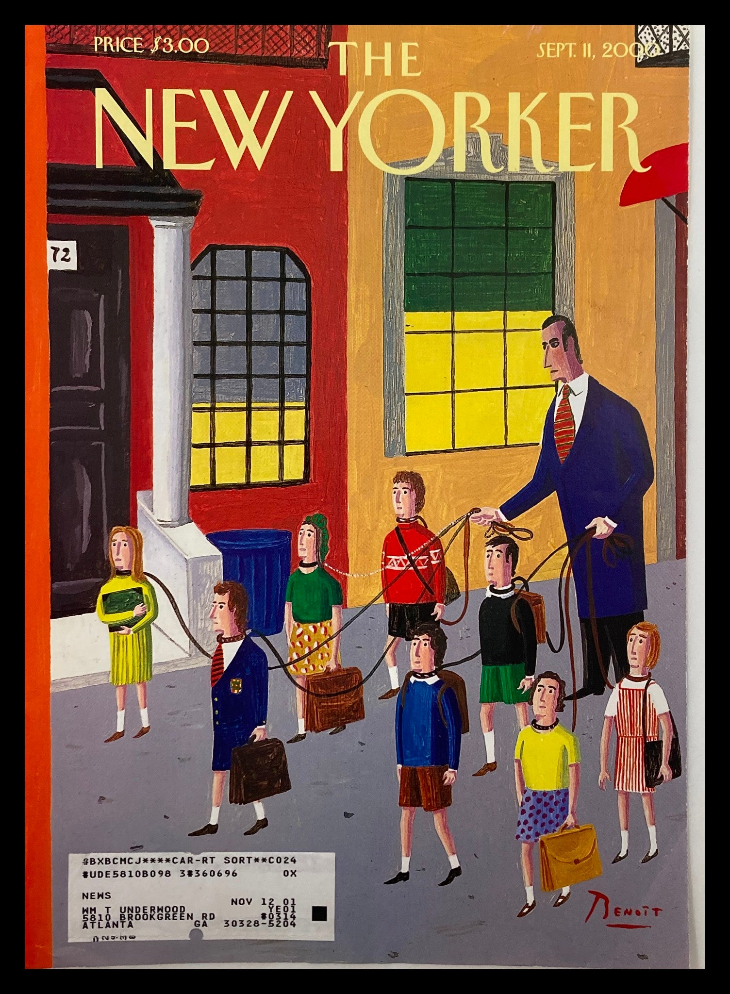 COVER ONLY The New Yorker September 11 2000 Obedience School by Benoit van Innis