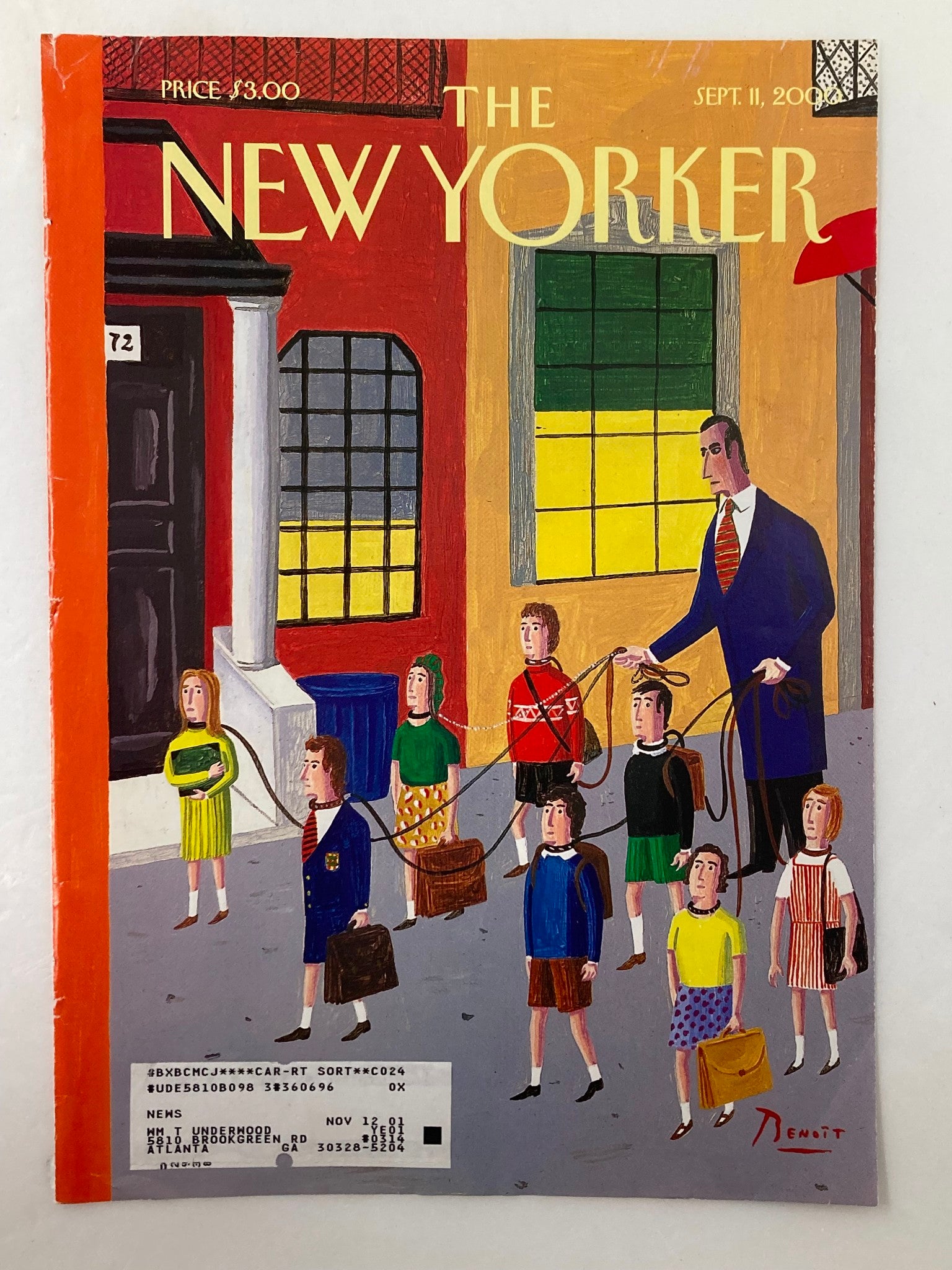 COVER ONLY The New Yorker September 11 2000 Obedience School by Benoit van Innis