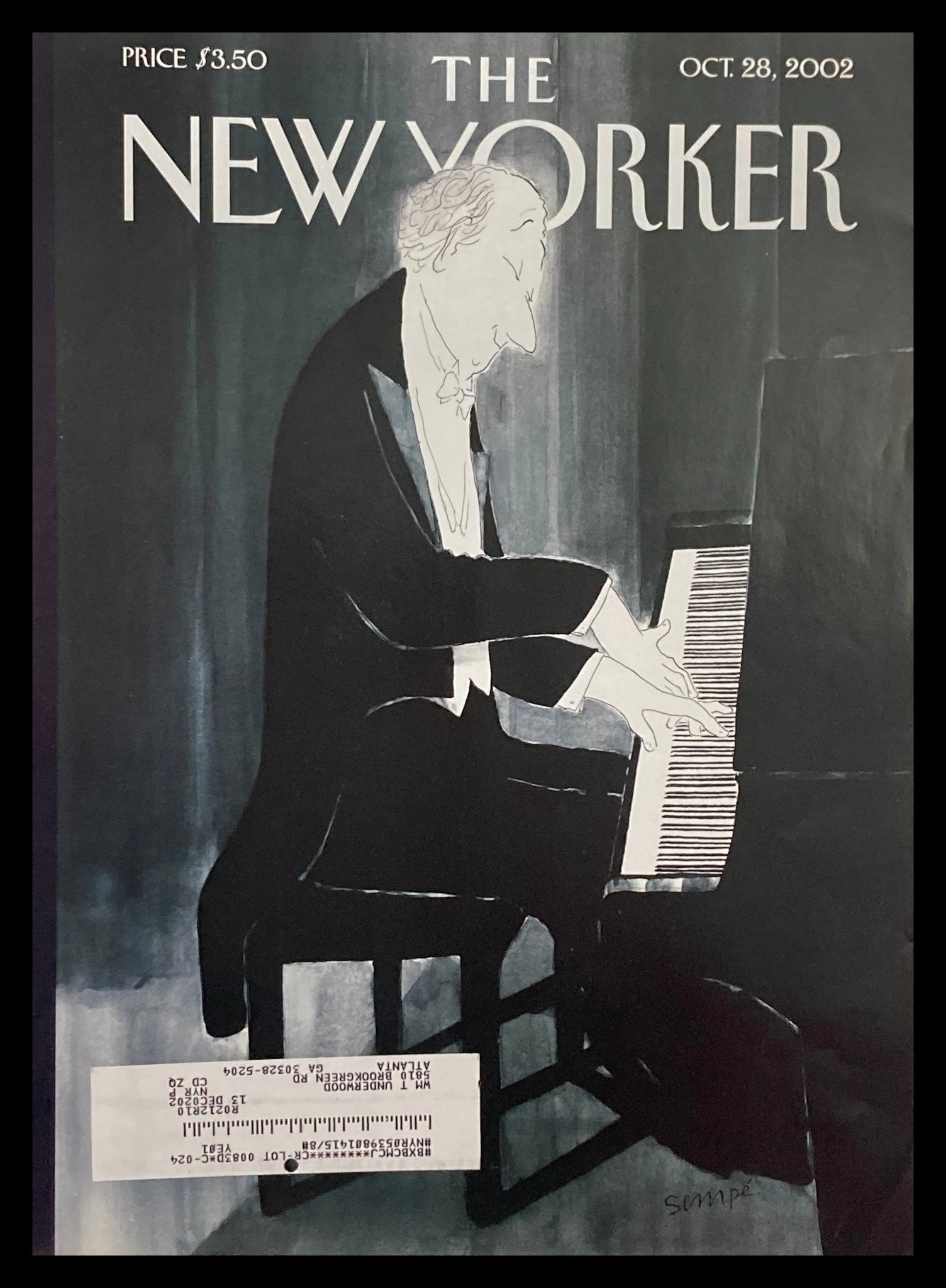 COVER ONLY The New Yorker October 28 2002 Scherzo Cover by Jean-Jacques Sempé