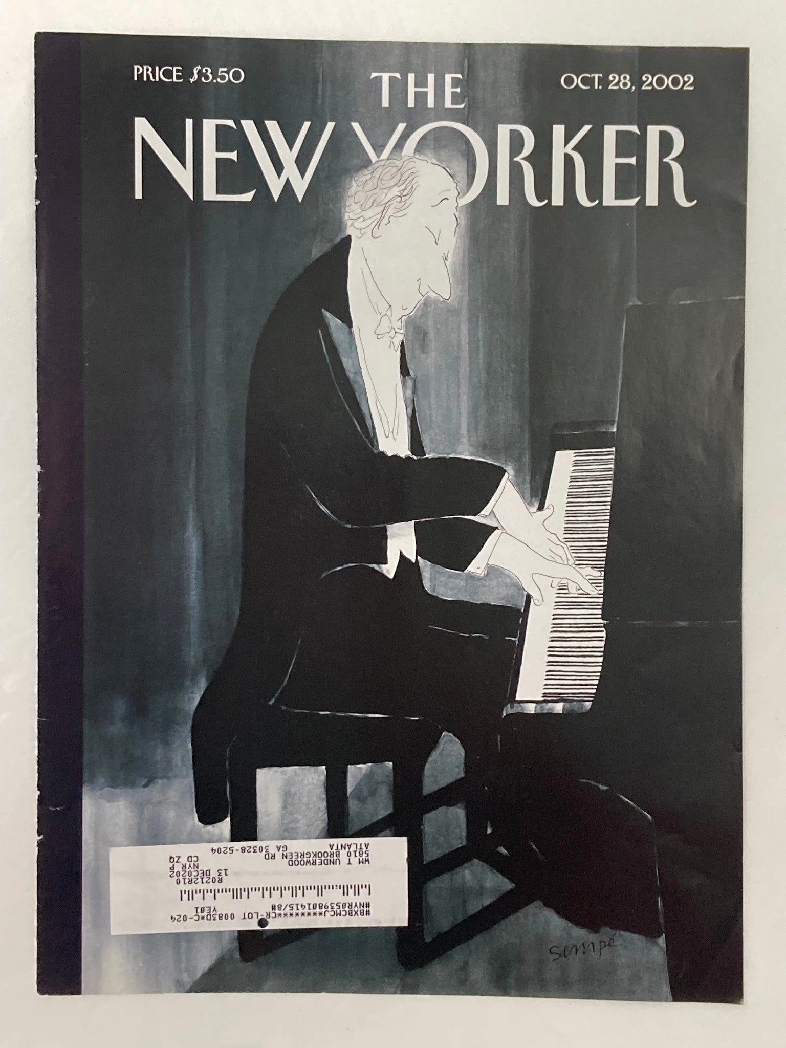 COVER ONLY The New Yorker October 28 2002 Scherzo Cover by Jean-Jacques Sempé