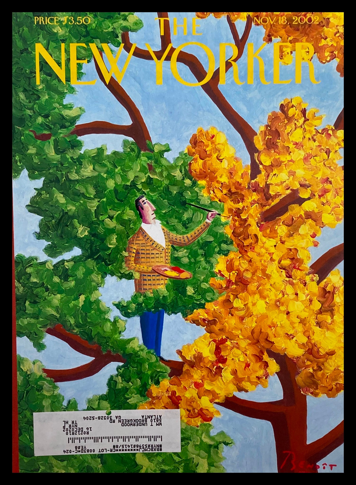 COVER ONLY The New Yorker November 18 2002 Autumn by Benoit van Innis