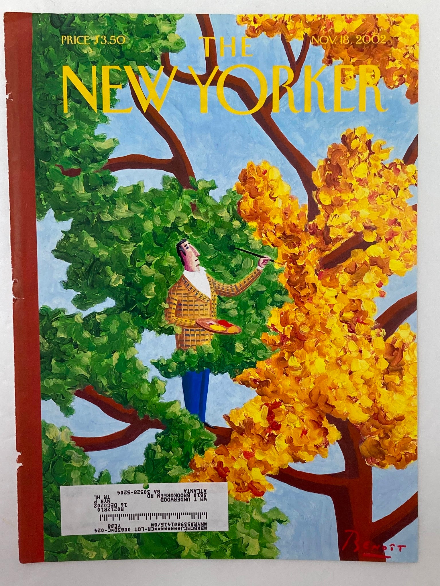 COVER ONLY The New Yorker November 18 2002 Autumn by Benoit van Innis