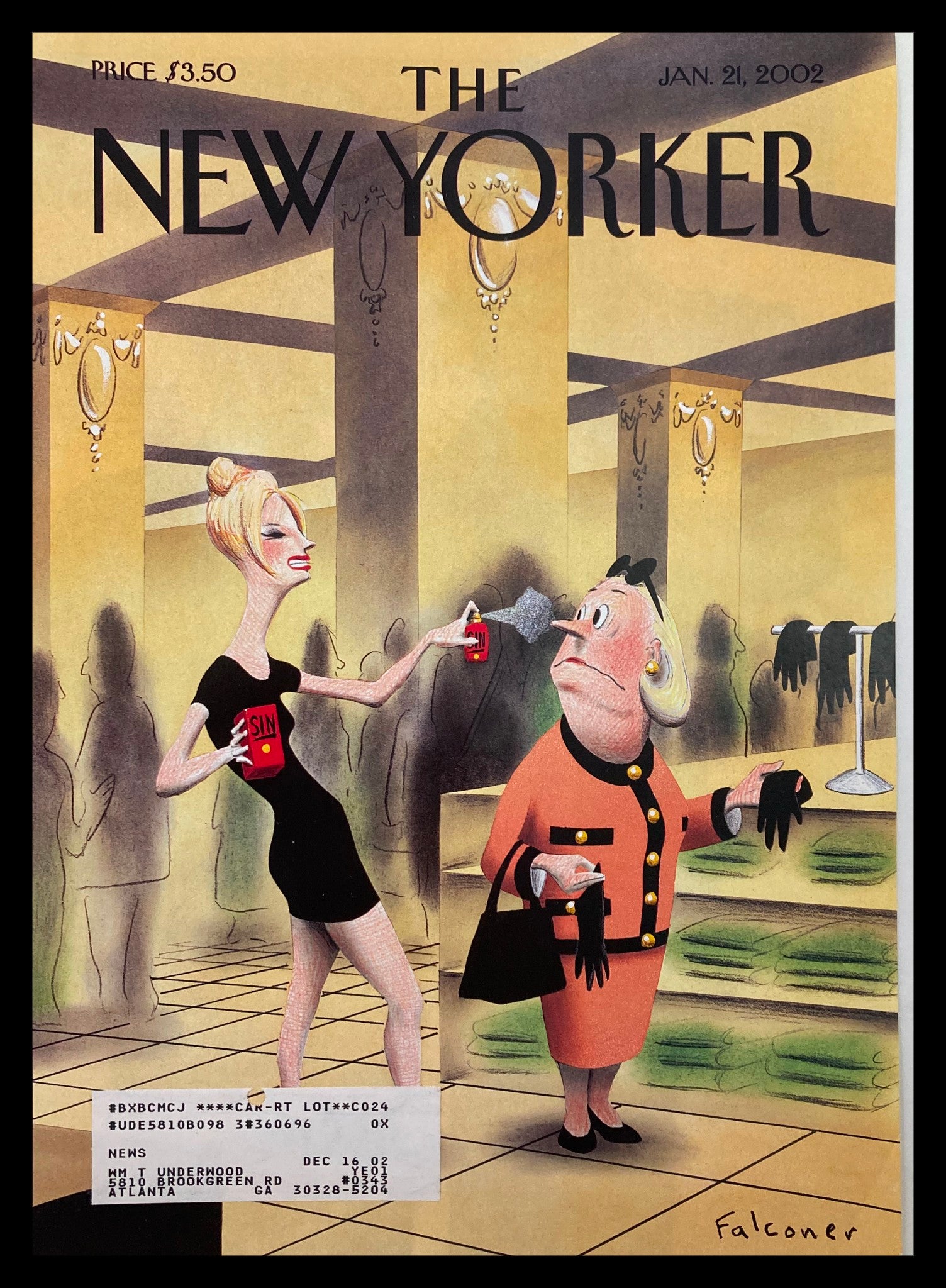 COVER ONLY The New Yorker January 21 2002 A Whiff of Sin by Ian Falconer