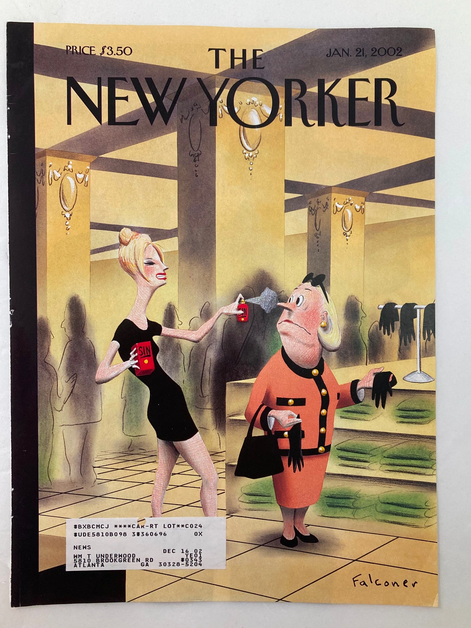 COVER ONLY The New Yorker January 21 2002 A Whiff of Sin by Ian Falconer