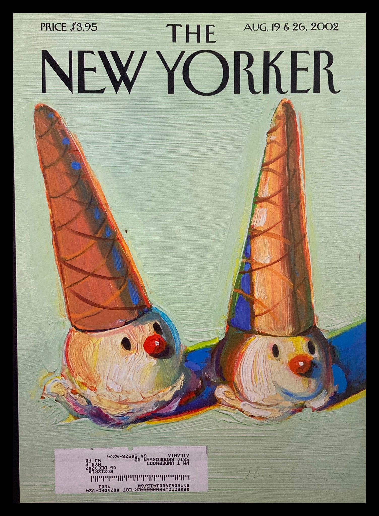 COVER ONLY The New Yorker August 19 2002 Jolly Cones by Wayne Thiebaud