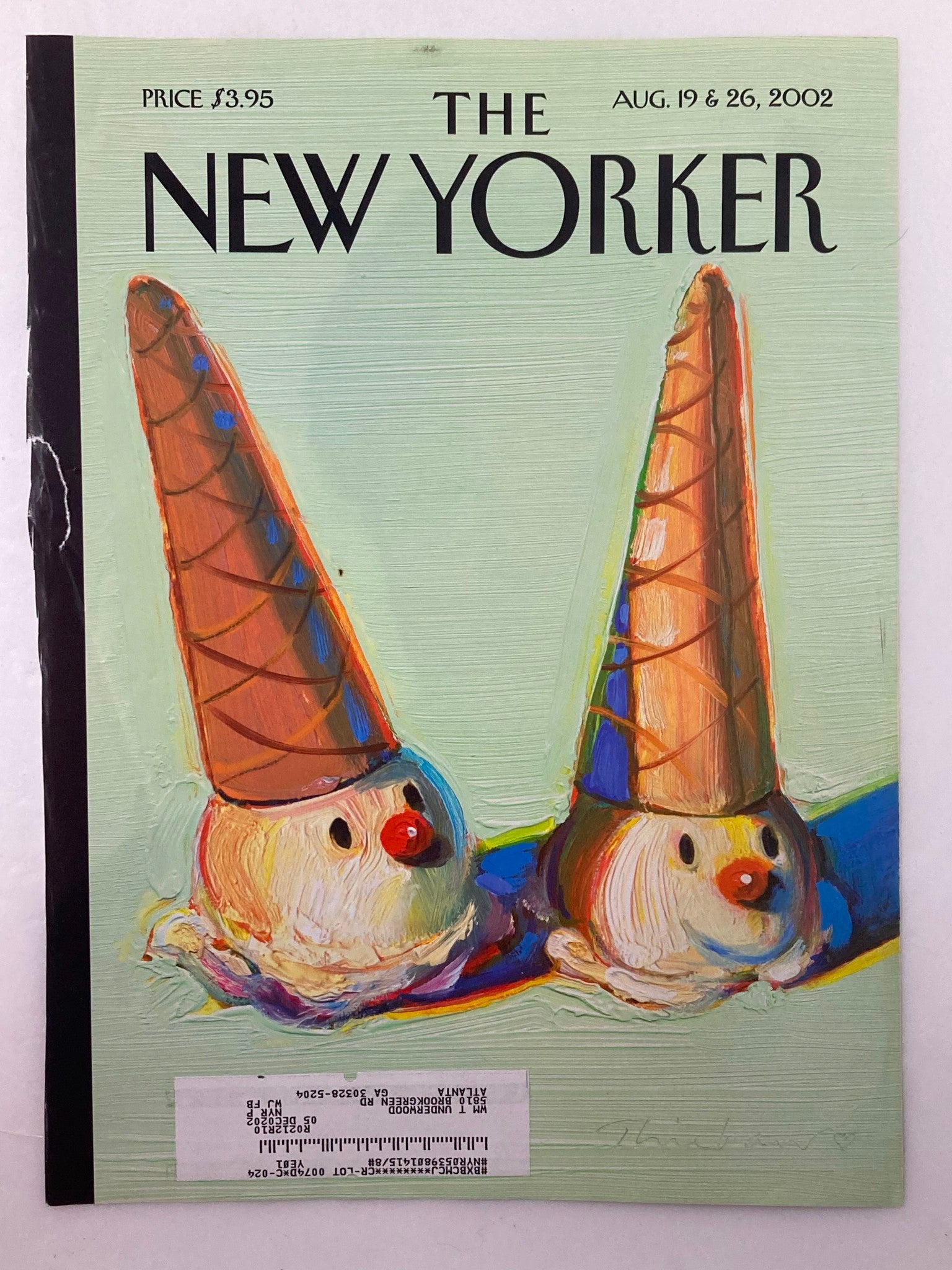 COVER ONLY The New Yorker August 19 2002 Jolly Cones by Wayne Thiebaud