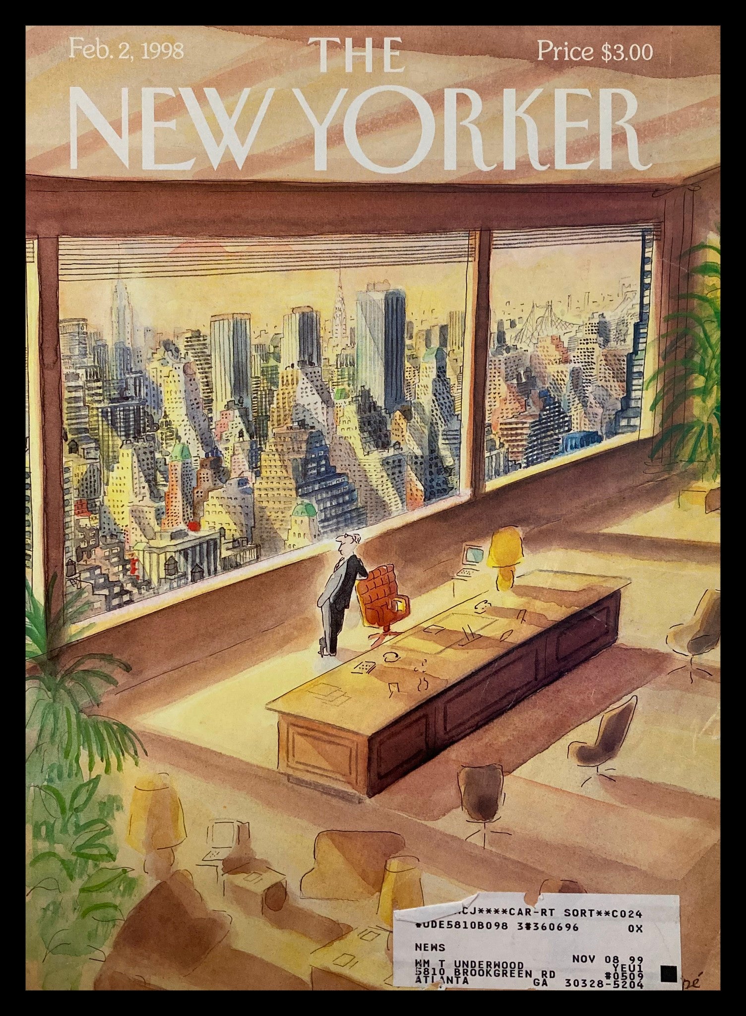 COVER ONLY The New Yorker February 2 1998 A Certain Sence of His Own Importance