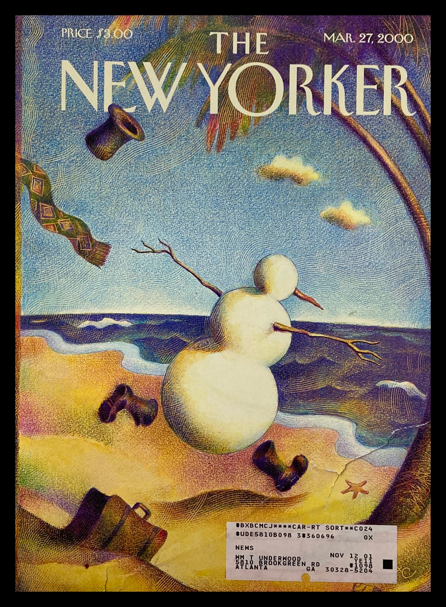 COVER ONLY The New Yorker March 27 2000 Winter is Sprung by Raul Colon