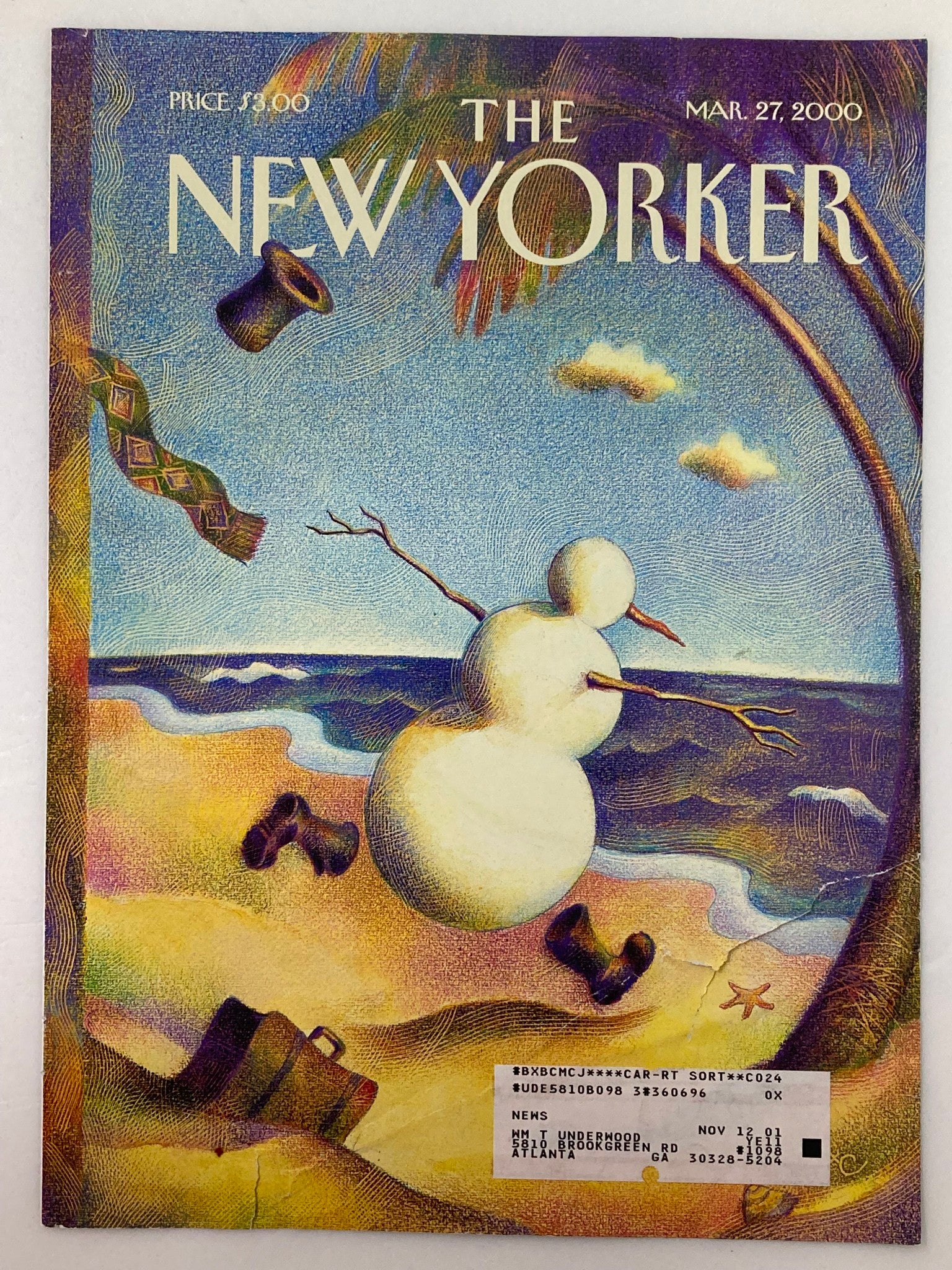 COVER ONLY The New Yorker March 27 2000 Winter is Sprung by Raul Colon