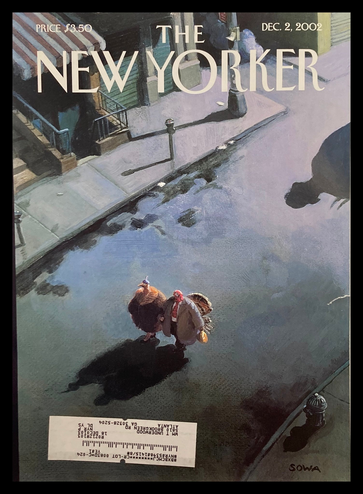 COVER ONLY The New Yorker December 2 2002 Last-Minute Errand by Michael Sowa