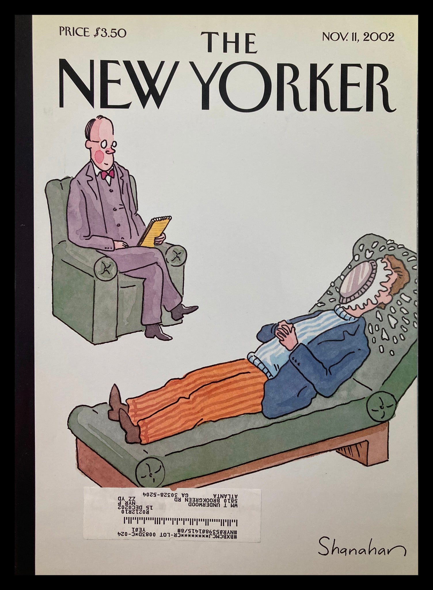 COVER ONLY The New Yorker November 11 2002 Doctor & Patient by Danny Shanahan