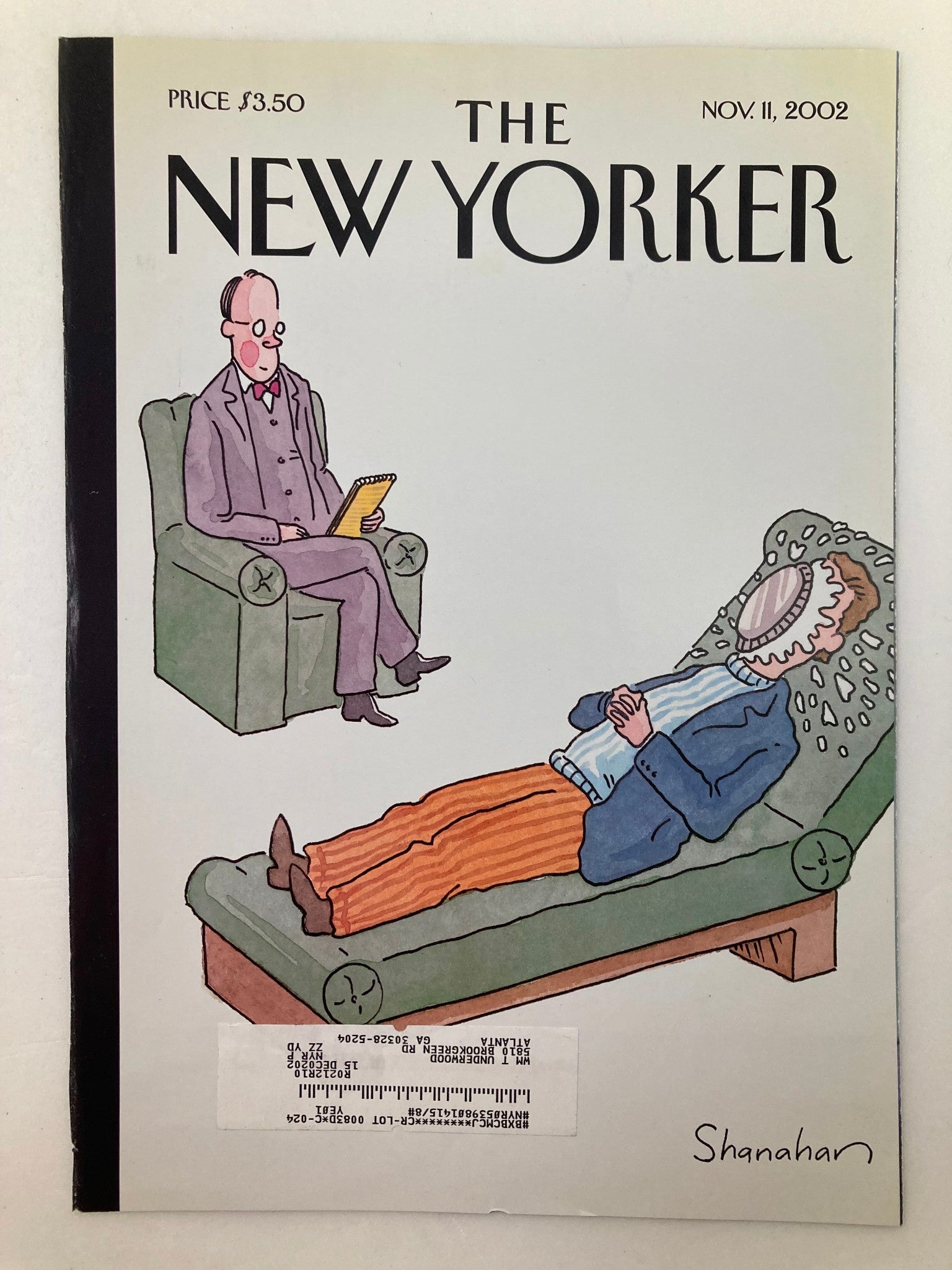 COVER ONLY The New Yorker November 11 2002 Doctor & Patient by Danny Shanahan