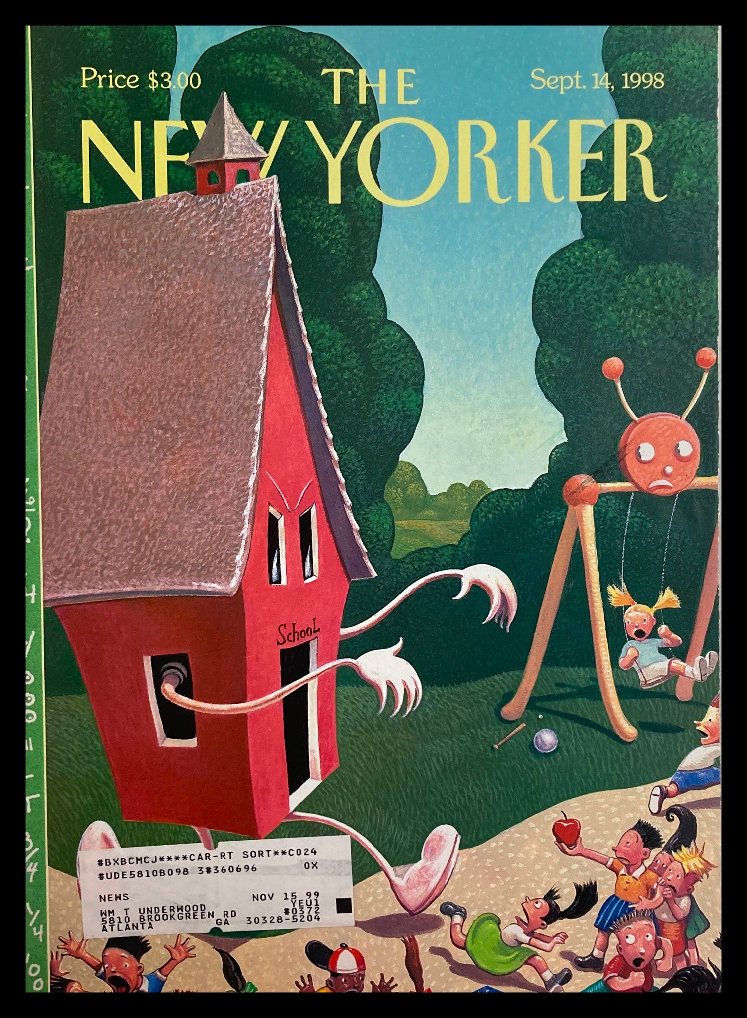 COVER ONLY The New Yorker September 14 1998 Back to School by William Joyce