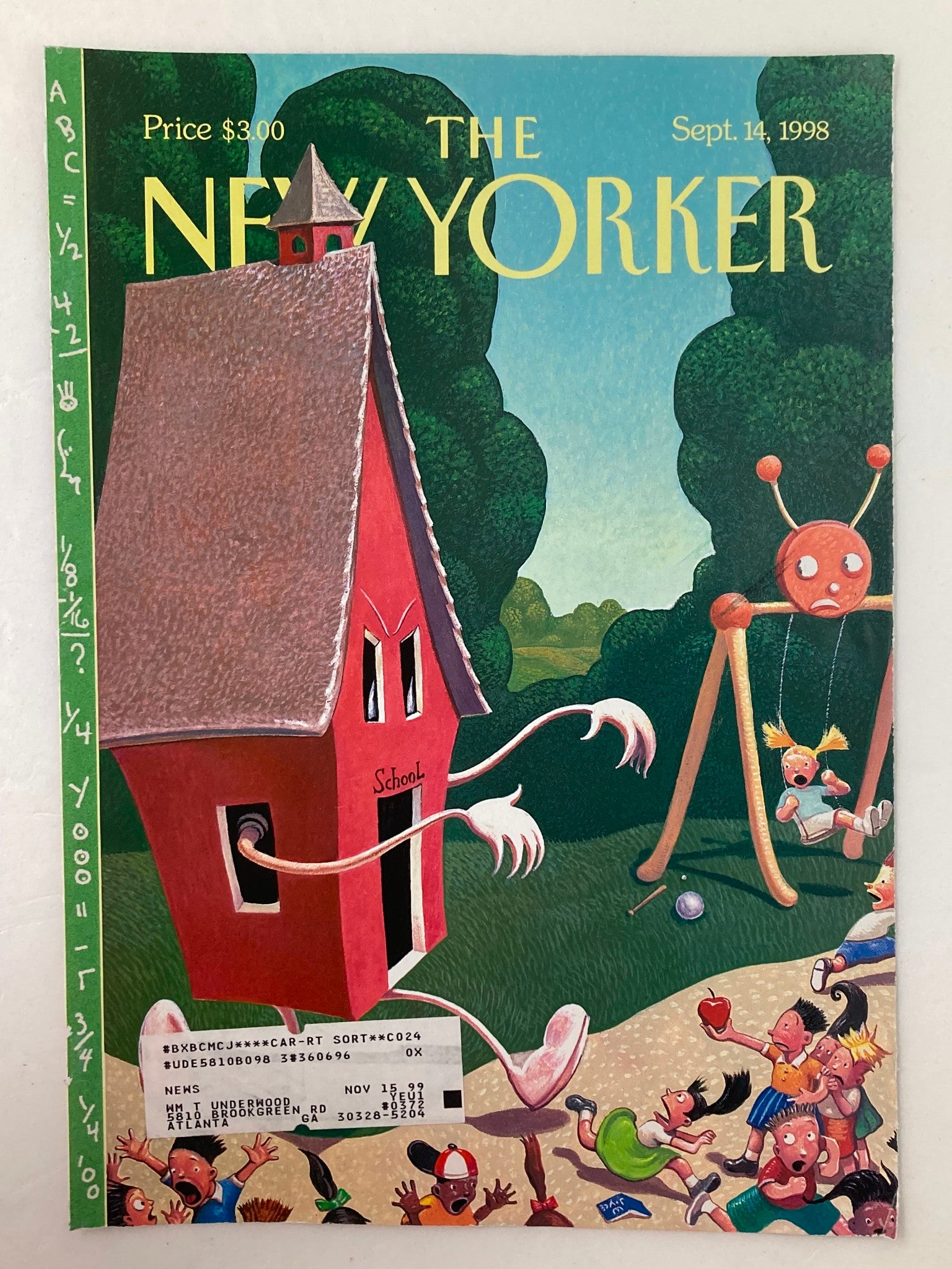 COVER ONLY The New Yorker September 14 1998 Back to School by William Joyce